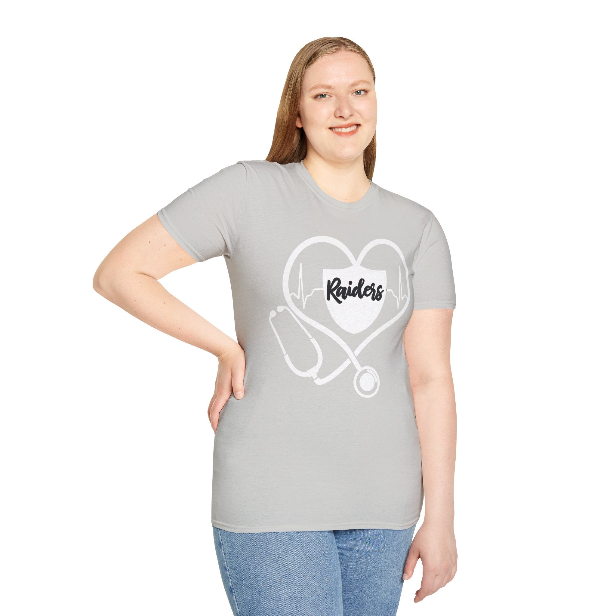 Stethoscope White Raiders Football T-Shirt, Sports Team Shirt, Fan Game Day Clothing, Football Fan Gift, Team Spirit Tee