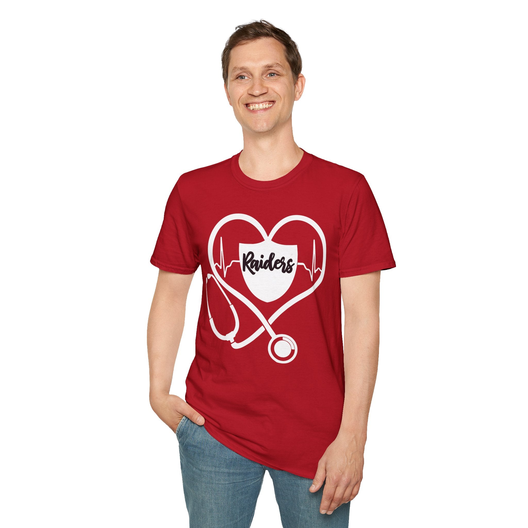 Stethoscope White Raiders Football T-Shirt, Sports Team Shirt, Fan Game Day Clothing, Football Fan Gift, Team Spirit Tee