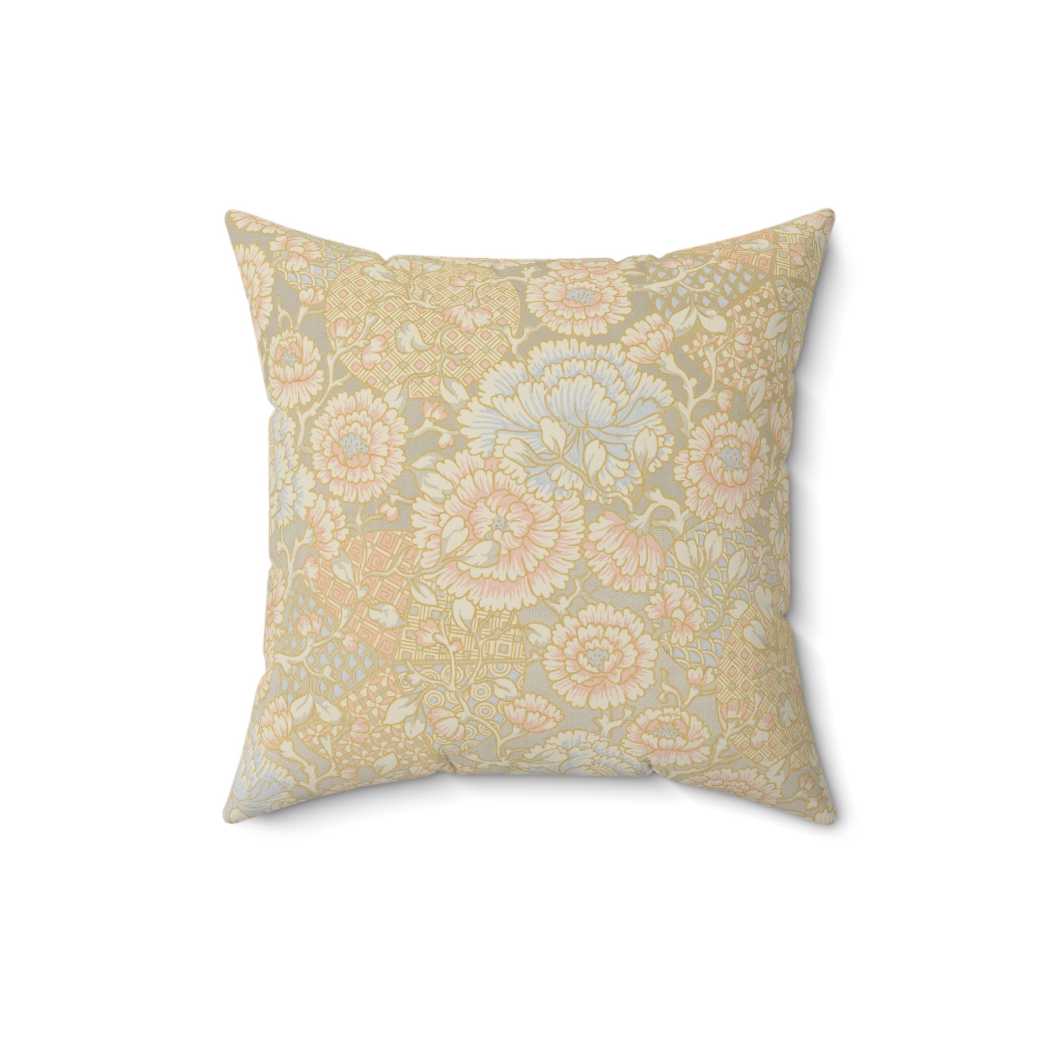 Floral Gold Elegant Vintage Pattern Print Pillow Covers, Decorative Couch Sofa Accent Pillows, Living Room Spun Polyester Square Pillow
