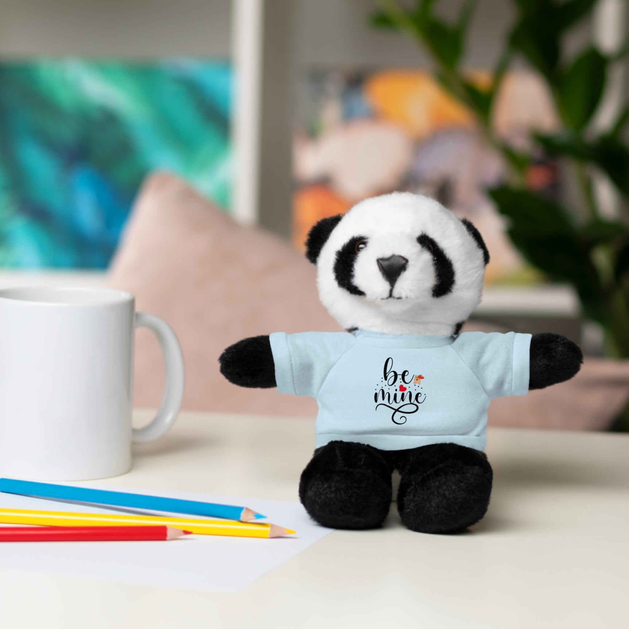 Lovely Panda Plushy, Be Mine, Stuffed Animals Shirt Printed, Suitable for Soft Valentine's Day Gift for Her, Him