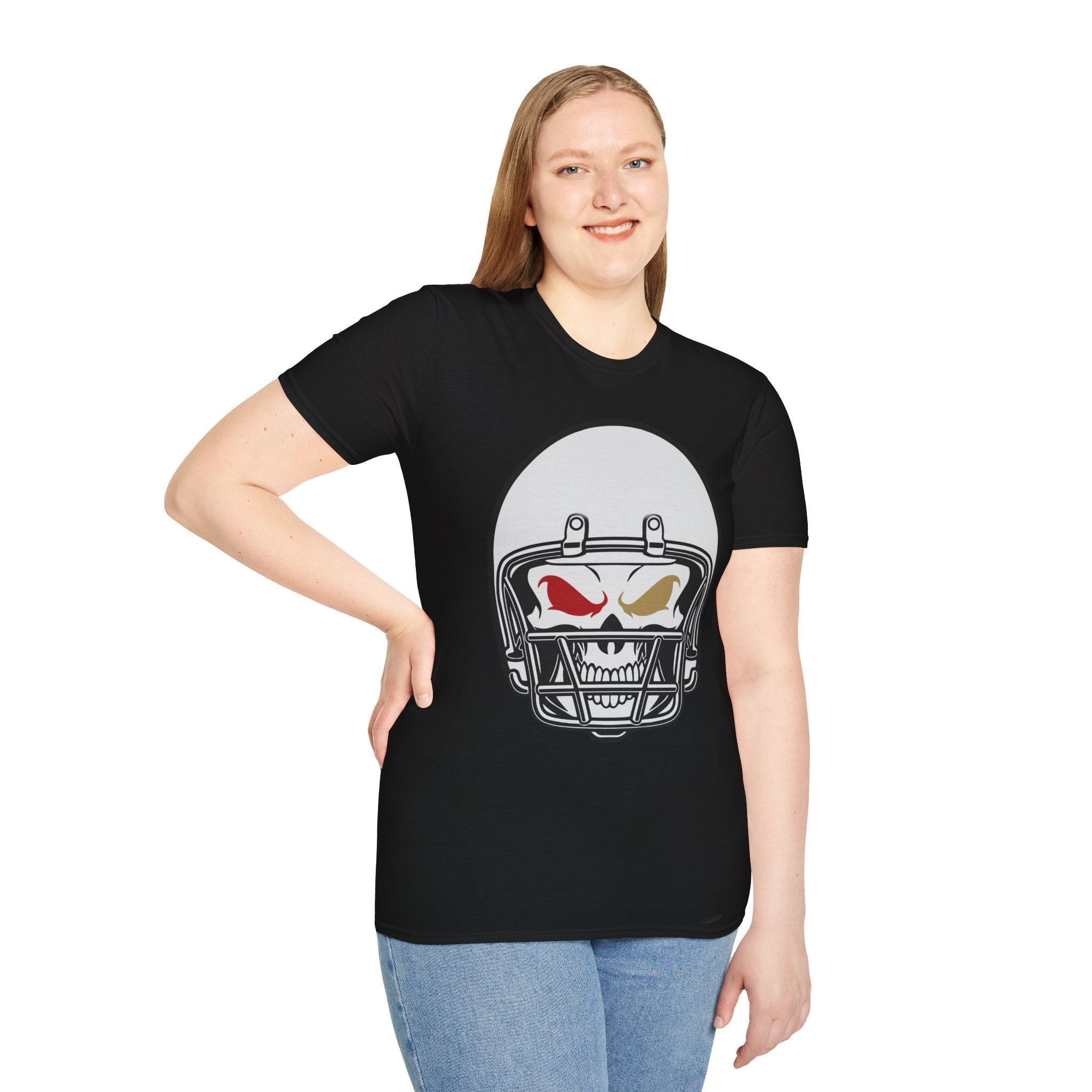 SF Football Skull Helmet T-Shirt - Unique Fan Apparel, Football Team Tee, Game Day Shirt, Sporty Top, Men's Women's Clothing