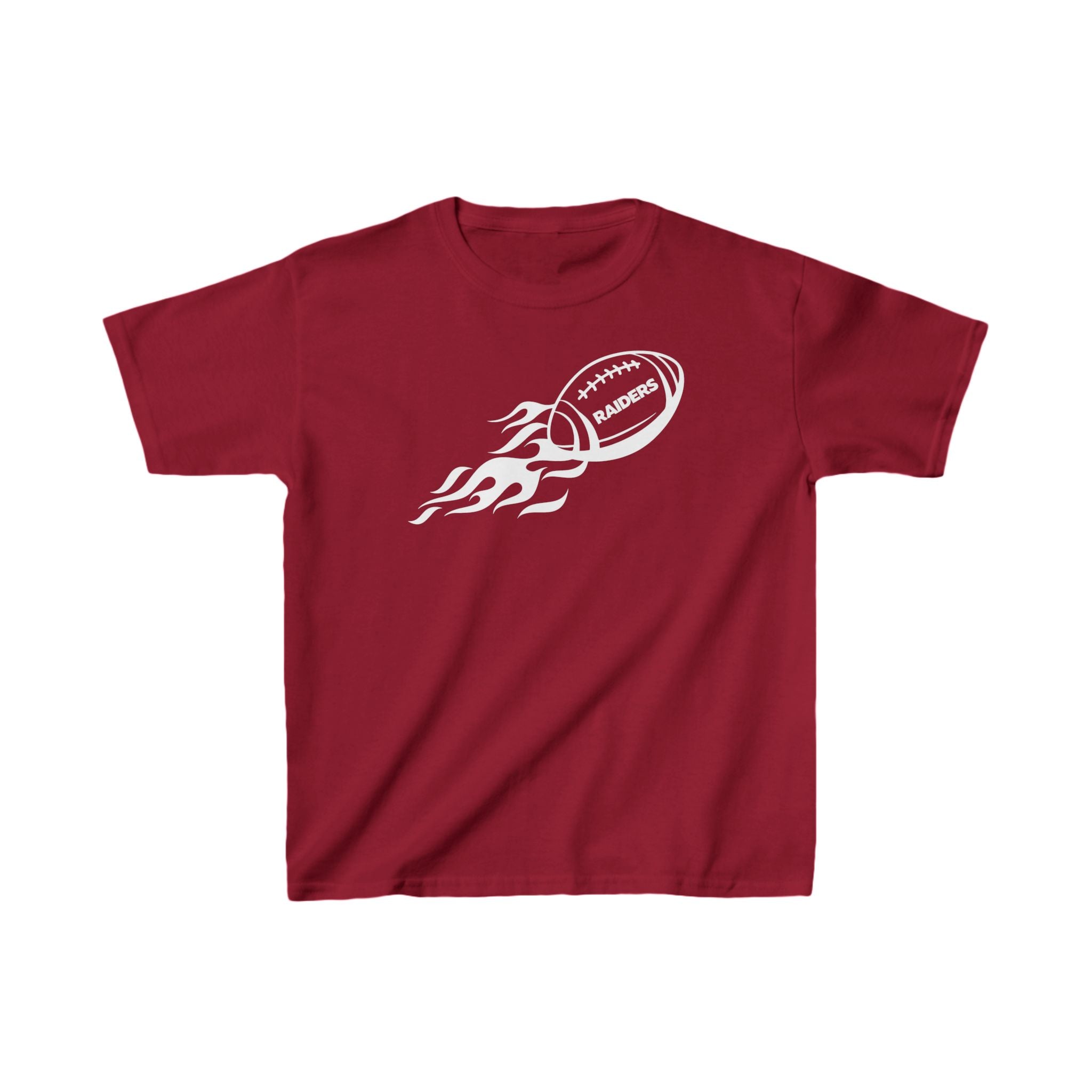 White Football on Flame Raiders Shirt for Kids, Gift Fan Sports Shirt, Children Shirt Clothing, Youth Team Game Day Shirt