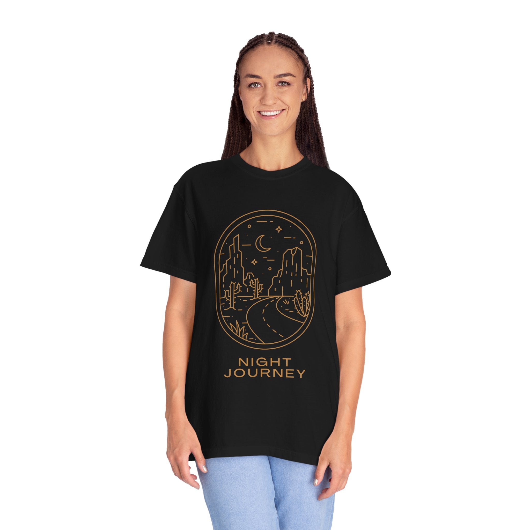 Night Journey, Graphic Design Unisex T-shirt, Casual Cotton Outwear, Gift for Him- Gift for Her, Stylish Tee, Cool Shirt, Trendy Apparel, Comfortable Top,
