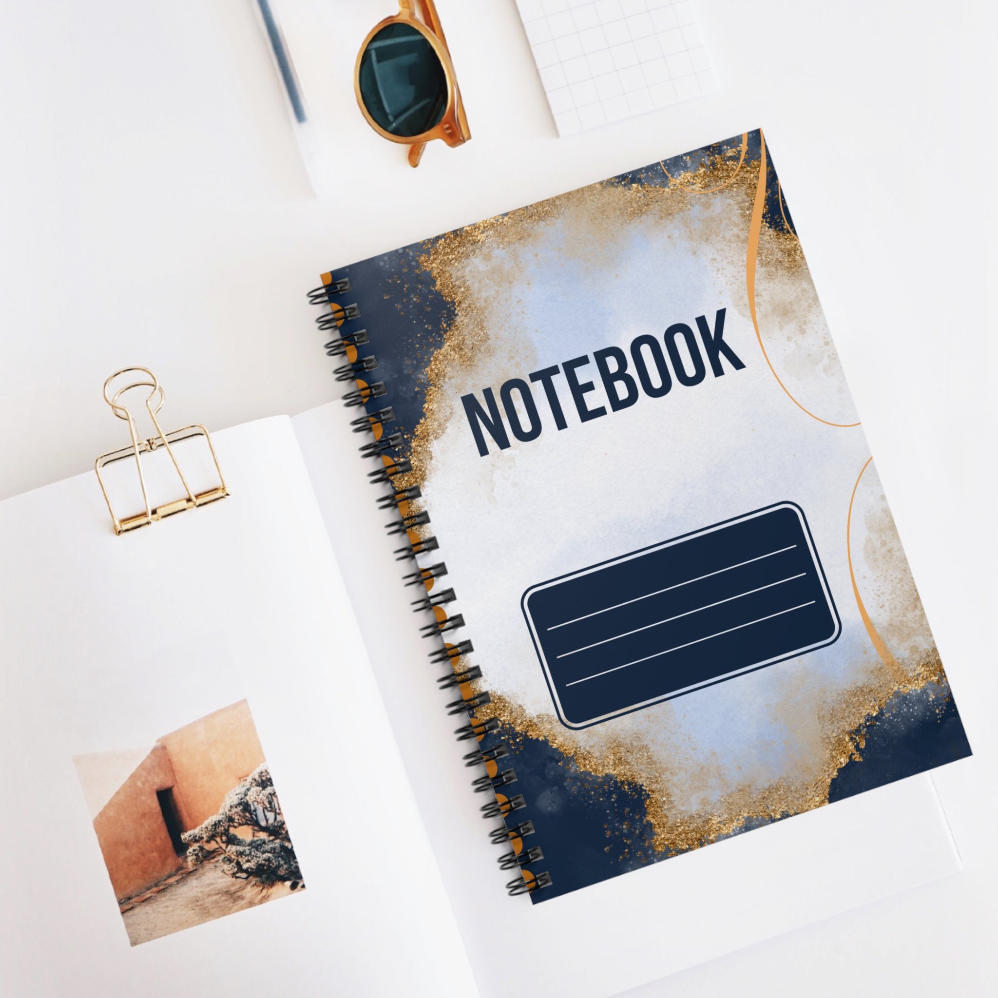 Blue and Gold Notebook, Spiral Notebook - Ruled Line, Notebook, Office Supplies, School Supplies