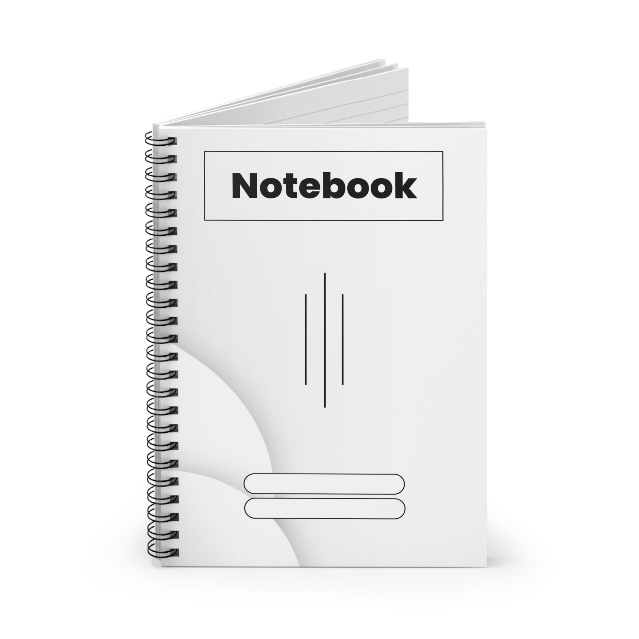 White Black Minimalist Notebook, Spiral Notebook - Ruled Line, Notebook, Office Supplies, School Supplies