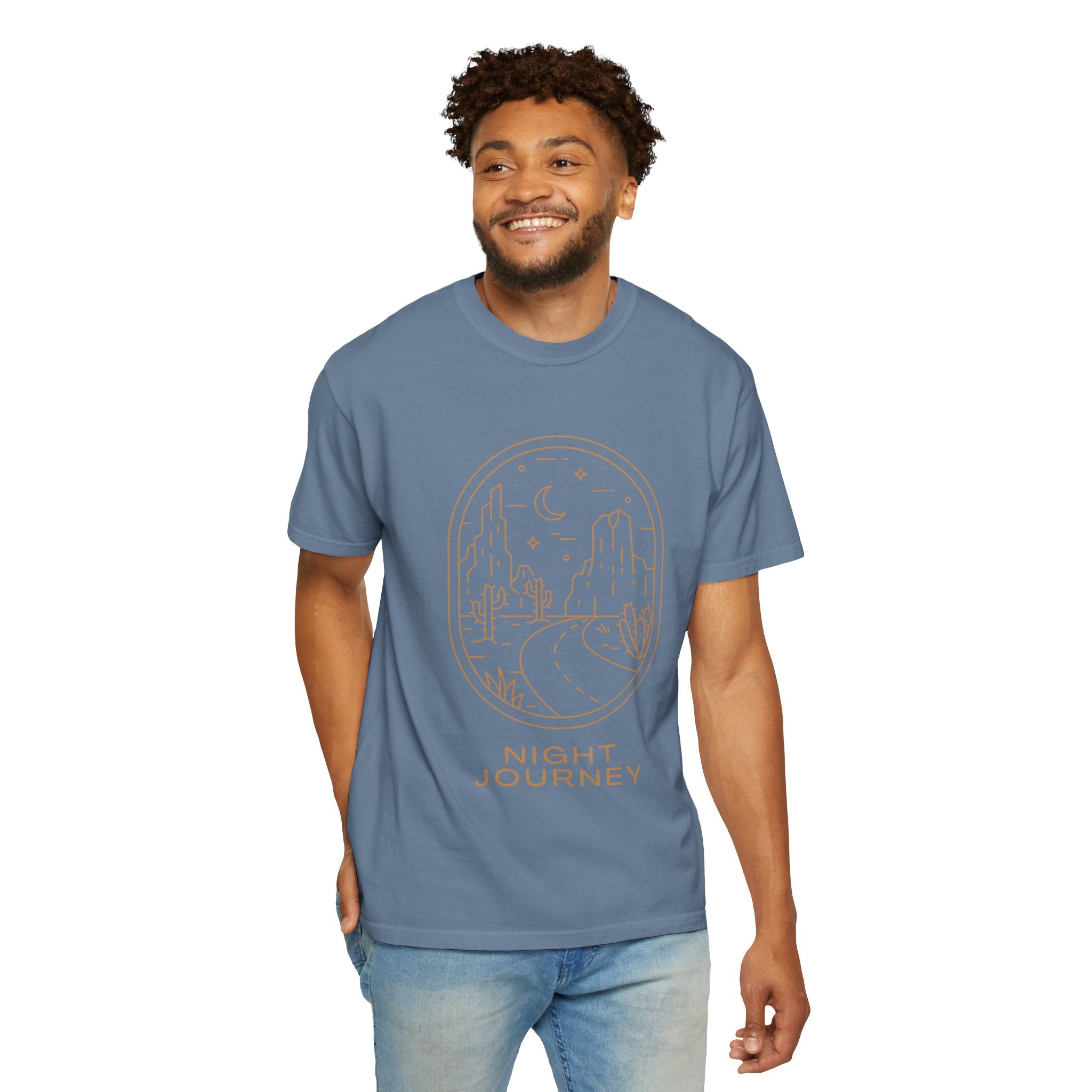 Night Journey, Graphic Design Unisex T-shirt, Casual Cotton Outwear, Gift for Him- Gift for Her, Stylish Tee, Cool Shirt, Trendy Apparel, Comfortable Top,