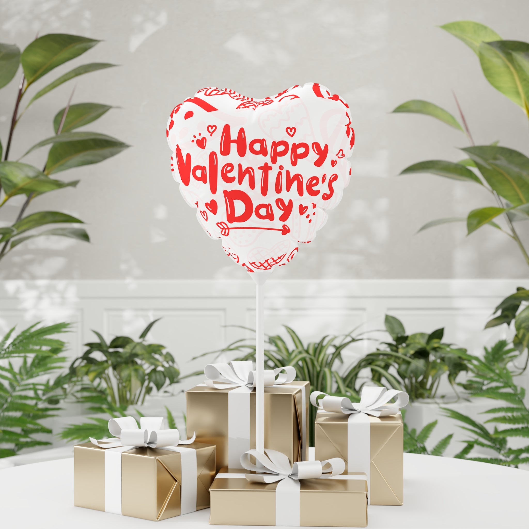 Happy Valentine's Day- Red-White- Balloons, Romantic Heart-Shaped Decorations and Words, Love Party Supplies, Anniversary Celebration