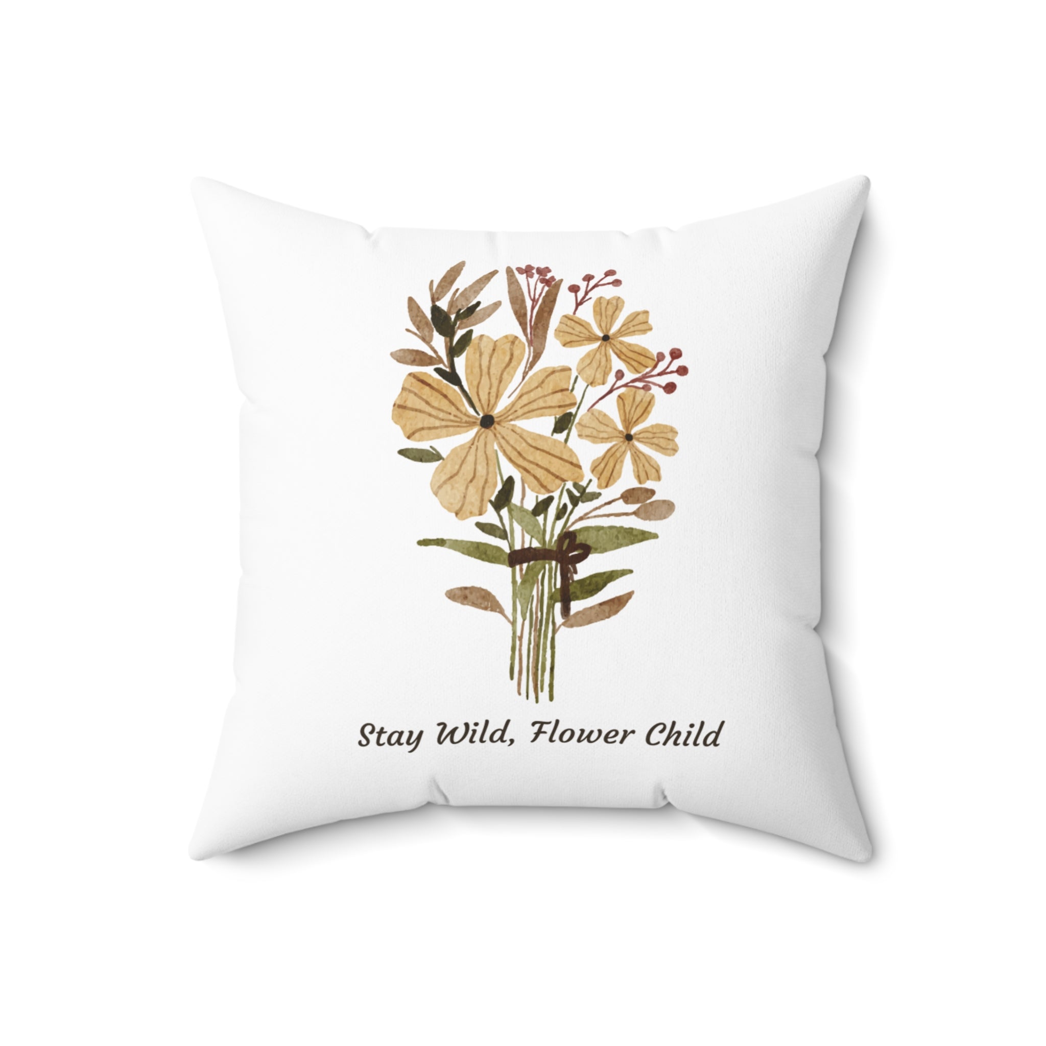 White Organic Print Pillow Covers, Decorative Couch Sofa Accent Pillows, Living Room Spun Polyester Square Pillow