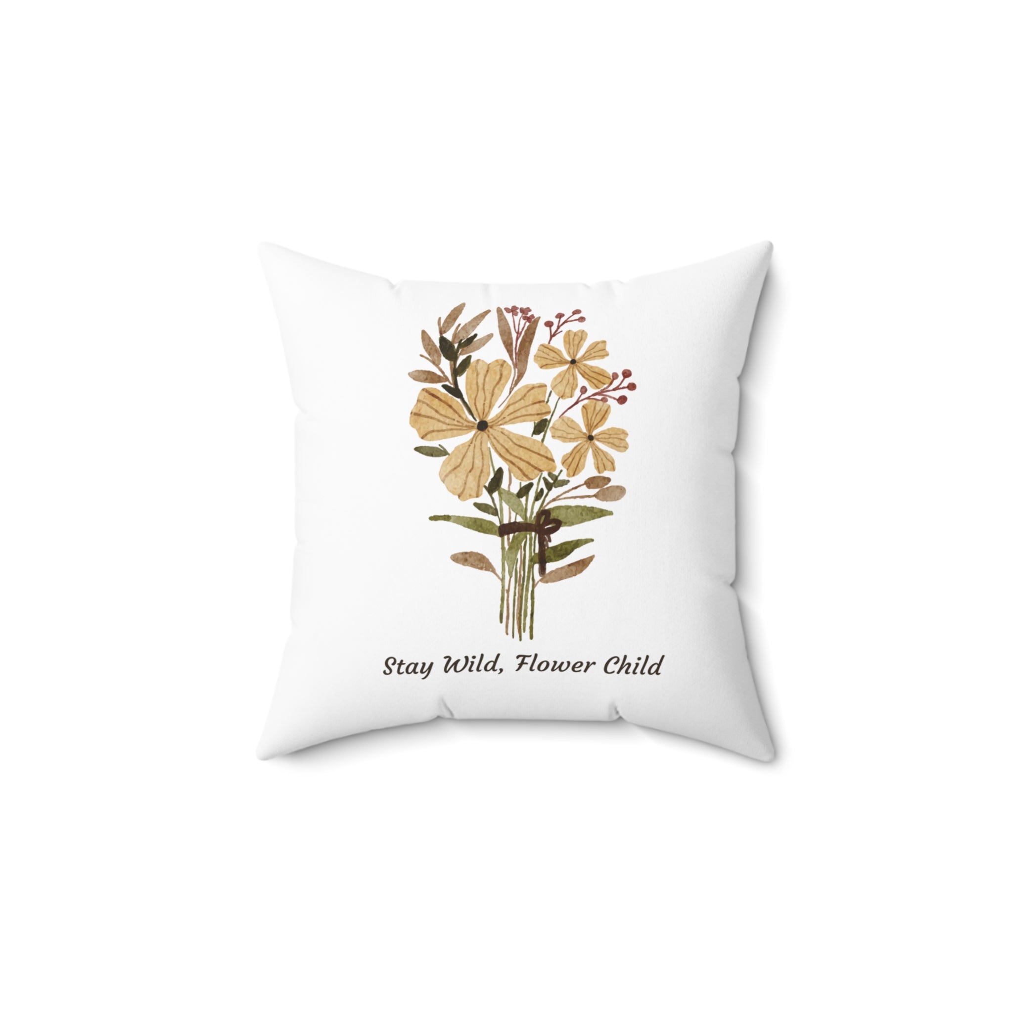 White Organic Print Pillow Covers, Decorative Couch Sofa Accent Pillows, Living Room Spun Polyester Square Pillow