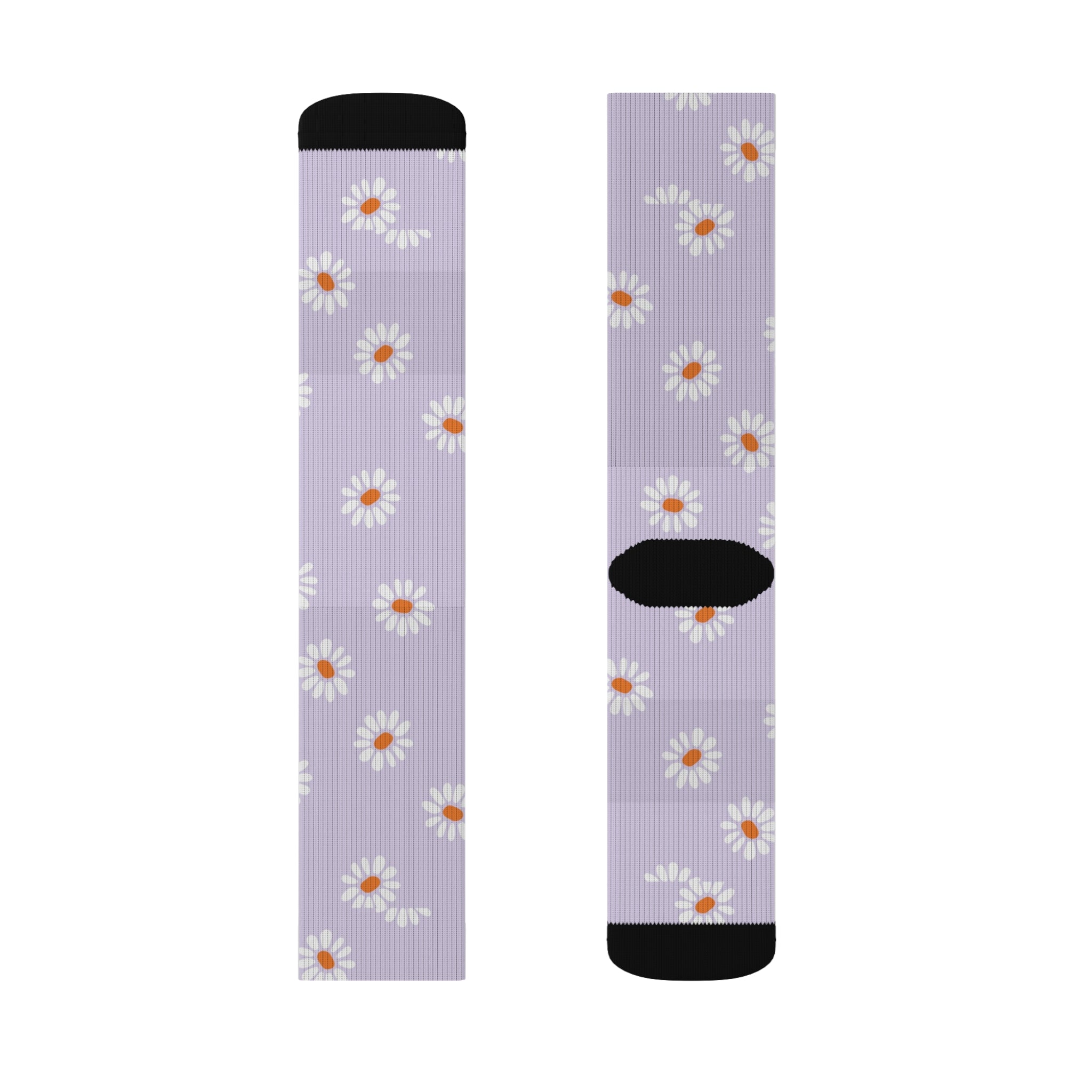 Pastel Purple Flower Pattern Hearts Socks Warm Crew Socks Socks for everyday wear