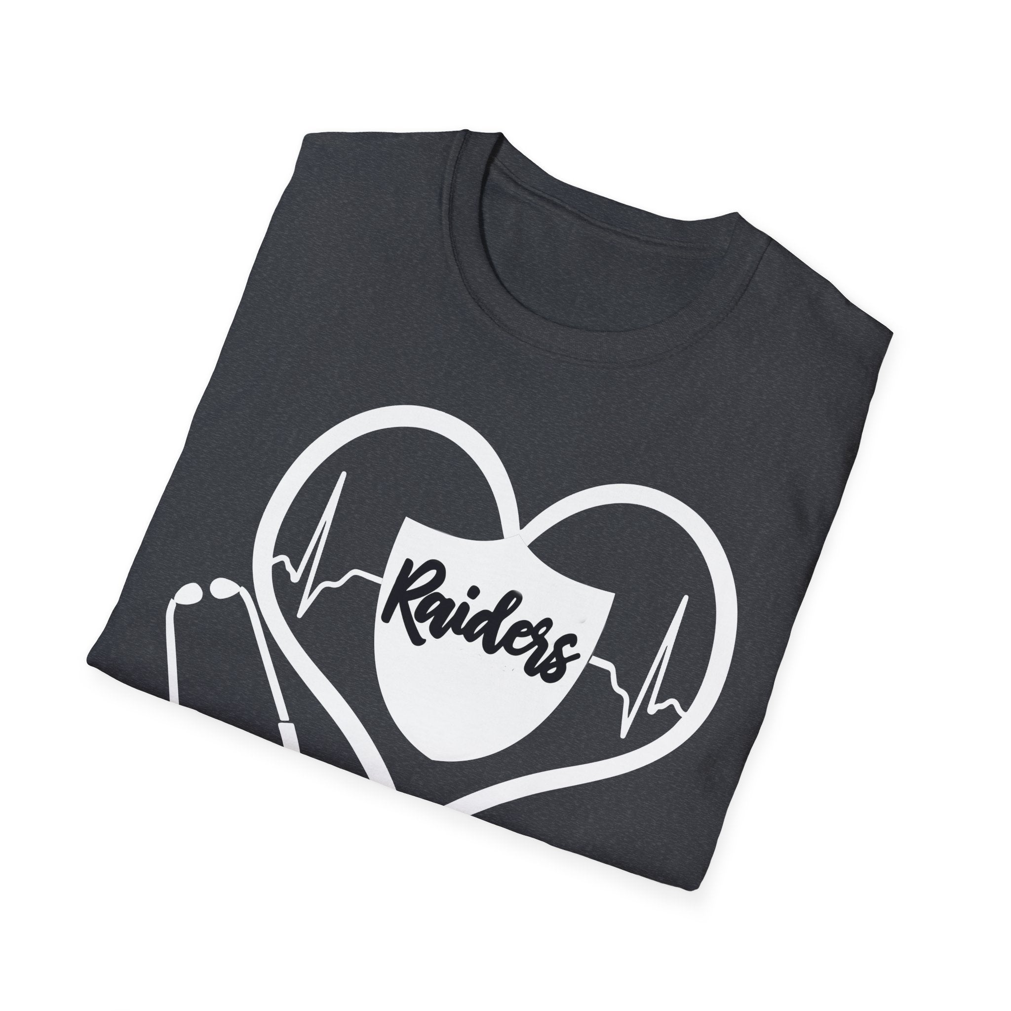 Stethoscope White Raiders Football T-Shirt, Sports Team Shirt, Fan Game Day Clothing, Football Fan Gift, Team Spirit Tee