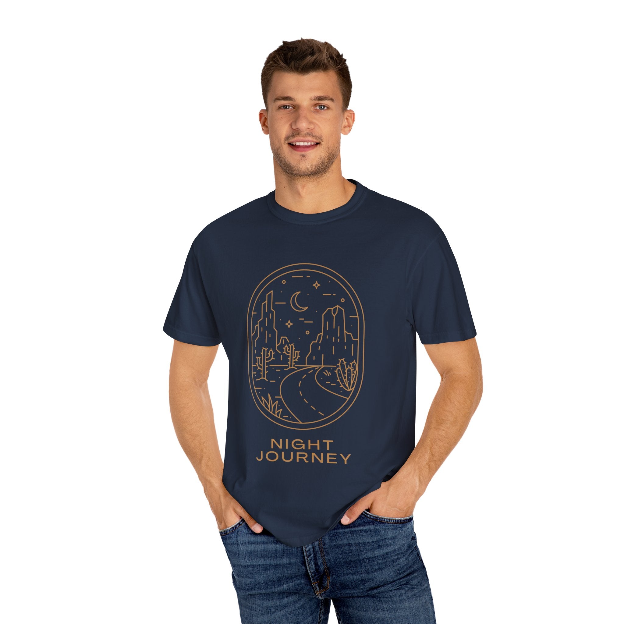 Night Journey, Graphic Design Unisex T-shirt, Casual Cotton Outwear, Gift for Him- Gift for Her, Stylish Tee, Cool Shirt, Trendy Apparel, Comfortable Top,