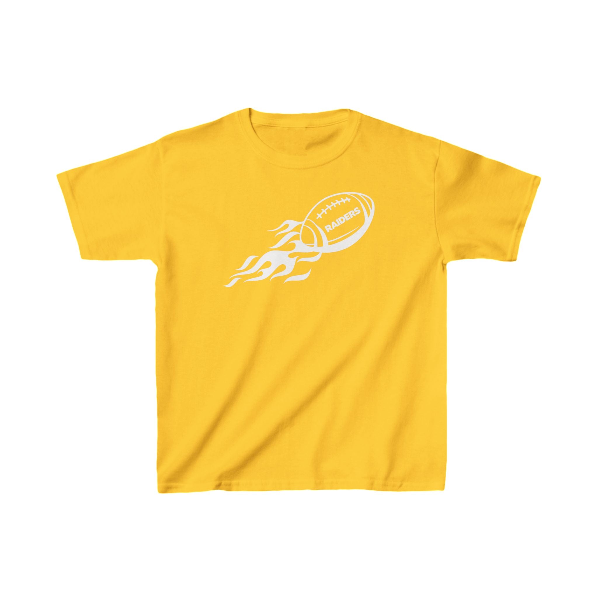 White Football on Flame Raiders Shirt for Kids, Gift Fan Sports Shirt, Children Shirt Clothing, Youth Team Game Day Shirt
