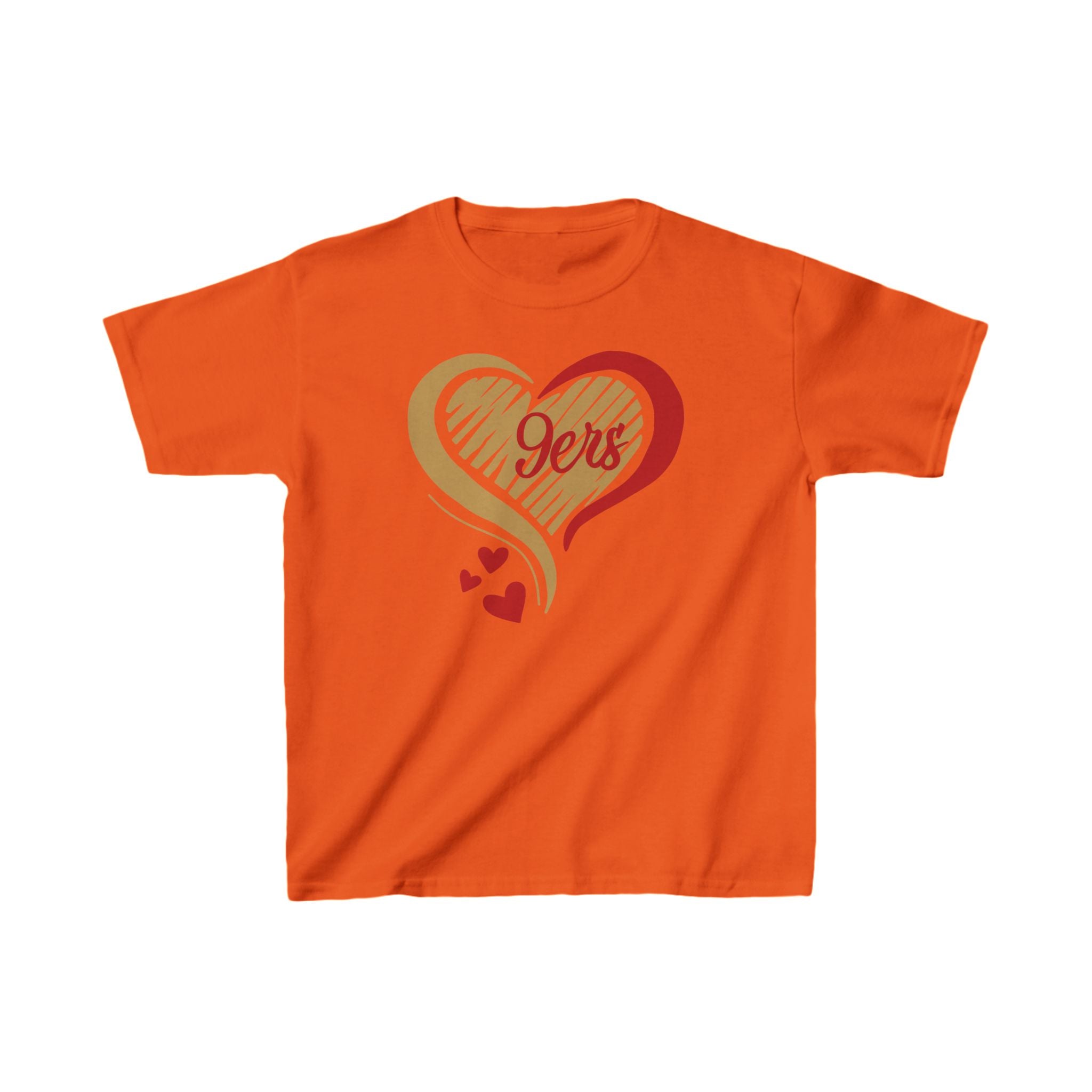 Cute Heart Red Gold SF Shirt, Youth Football Team Top, Boys Girls Sports Tee, San Francisco Tee, Gift Shirt, Unisex Shirt