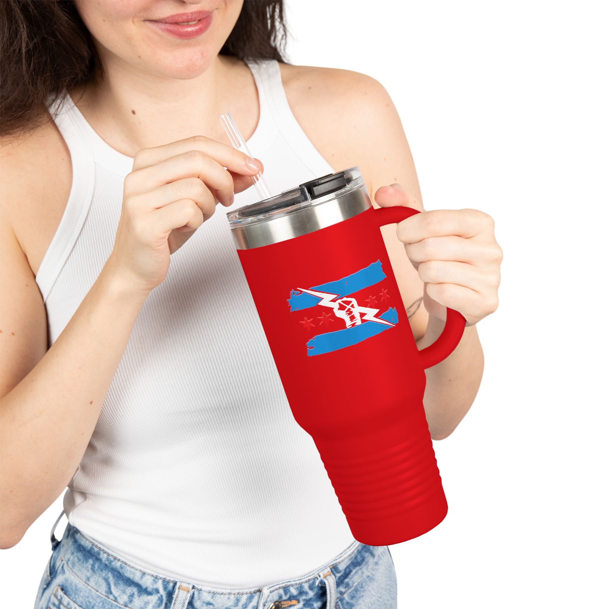 CM Punk Fag Blue-Red-White Graphic Design, Insulated Travel Mug, Gift for Her Gift for Him - 40oz, Gift for Her, Gift for Him
