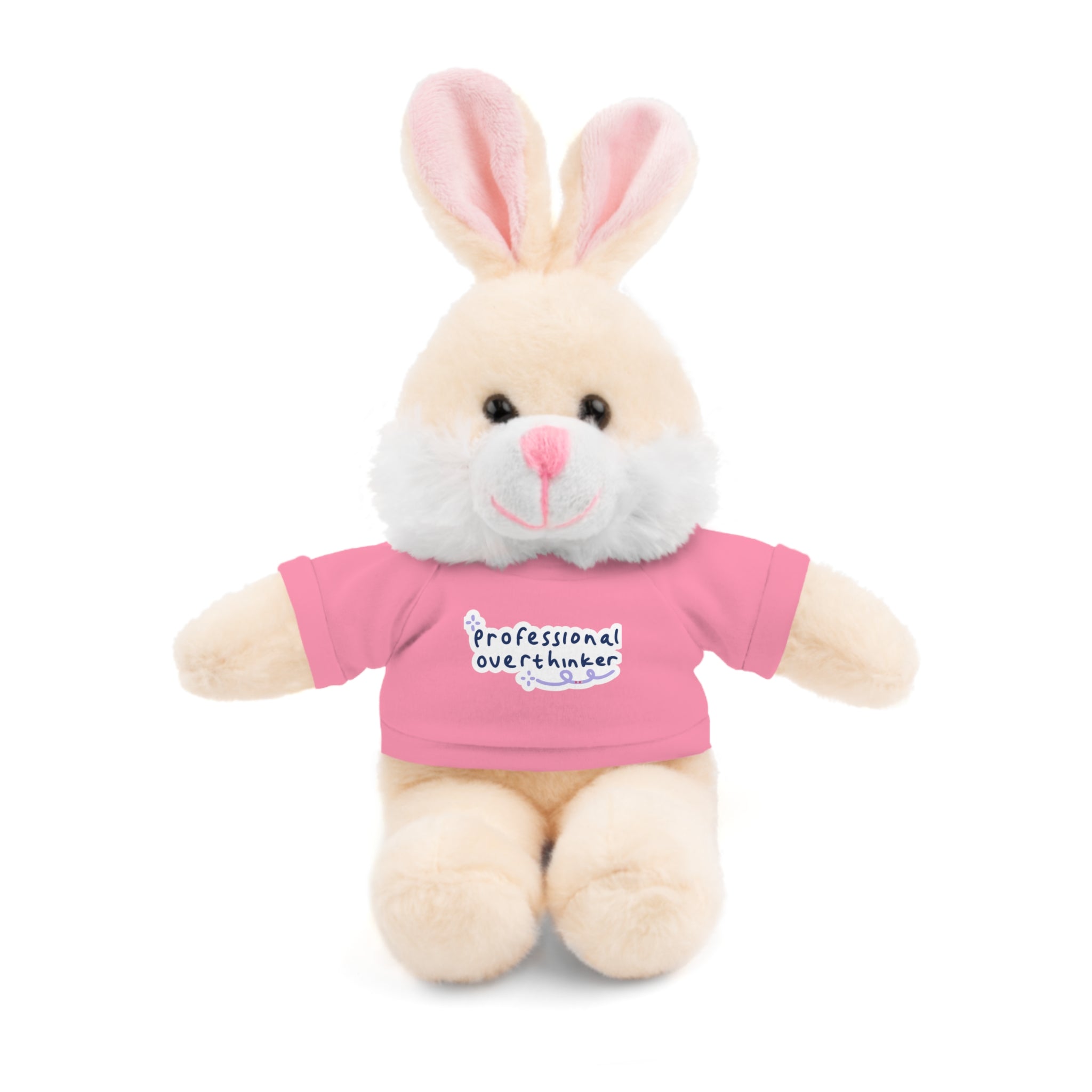 Bunny Plushy, Funny Professional Overthinker, Stuffed Animals Shirt Printed, Suitable for Soft Valentine's Day Gift