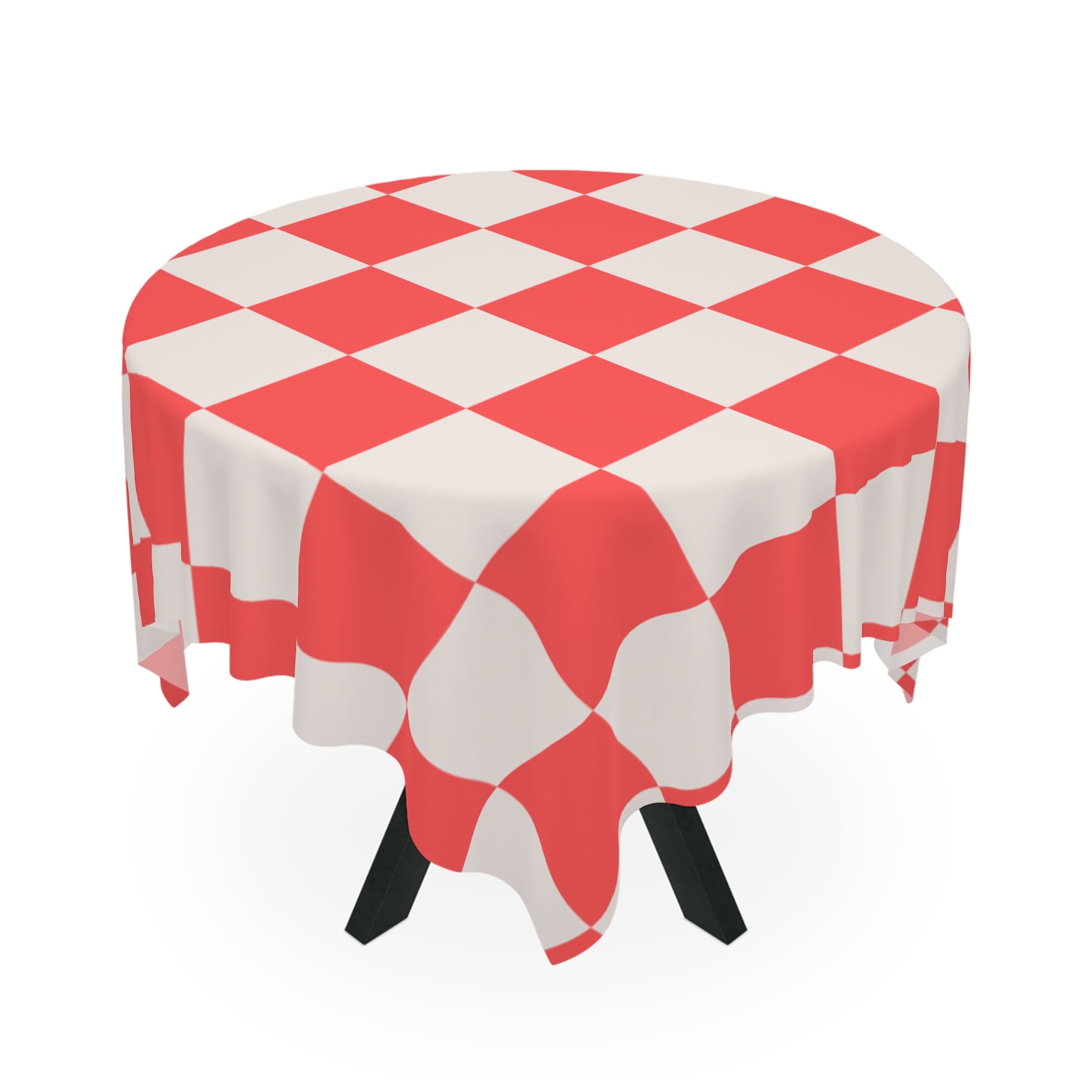 Orange Retro Checkerboard And Hearts Valentine's Day Tablecloth, Romantic Table Cover, Washable Tablecloth for Party, Picnic, Dinner Date Decor, Valentines Day