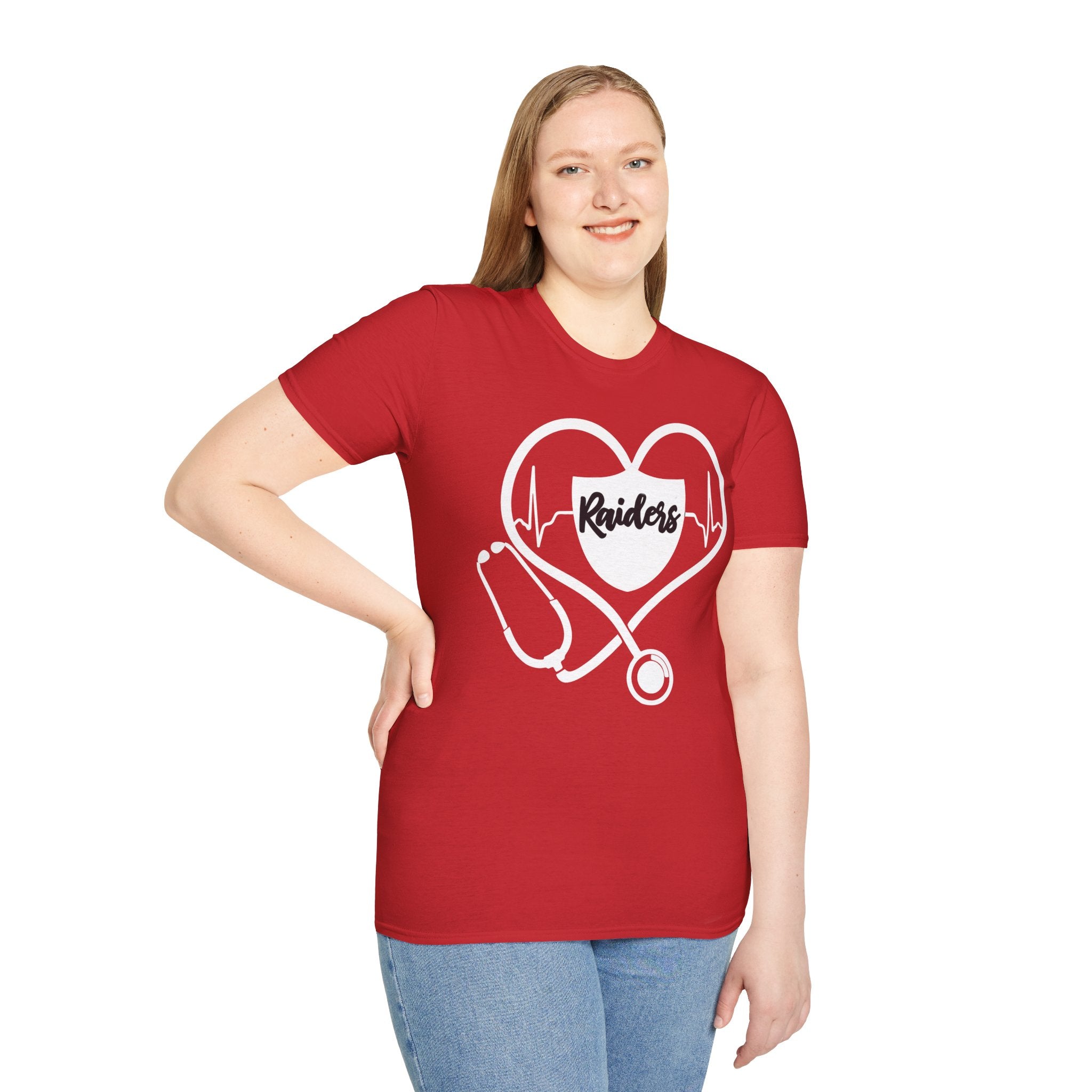 Stethoscope White Raiders Football T-Shirt, Sports Team Shirt, Fan Game Day Clothing, Football Fan Gift, Team Spirit Tee