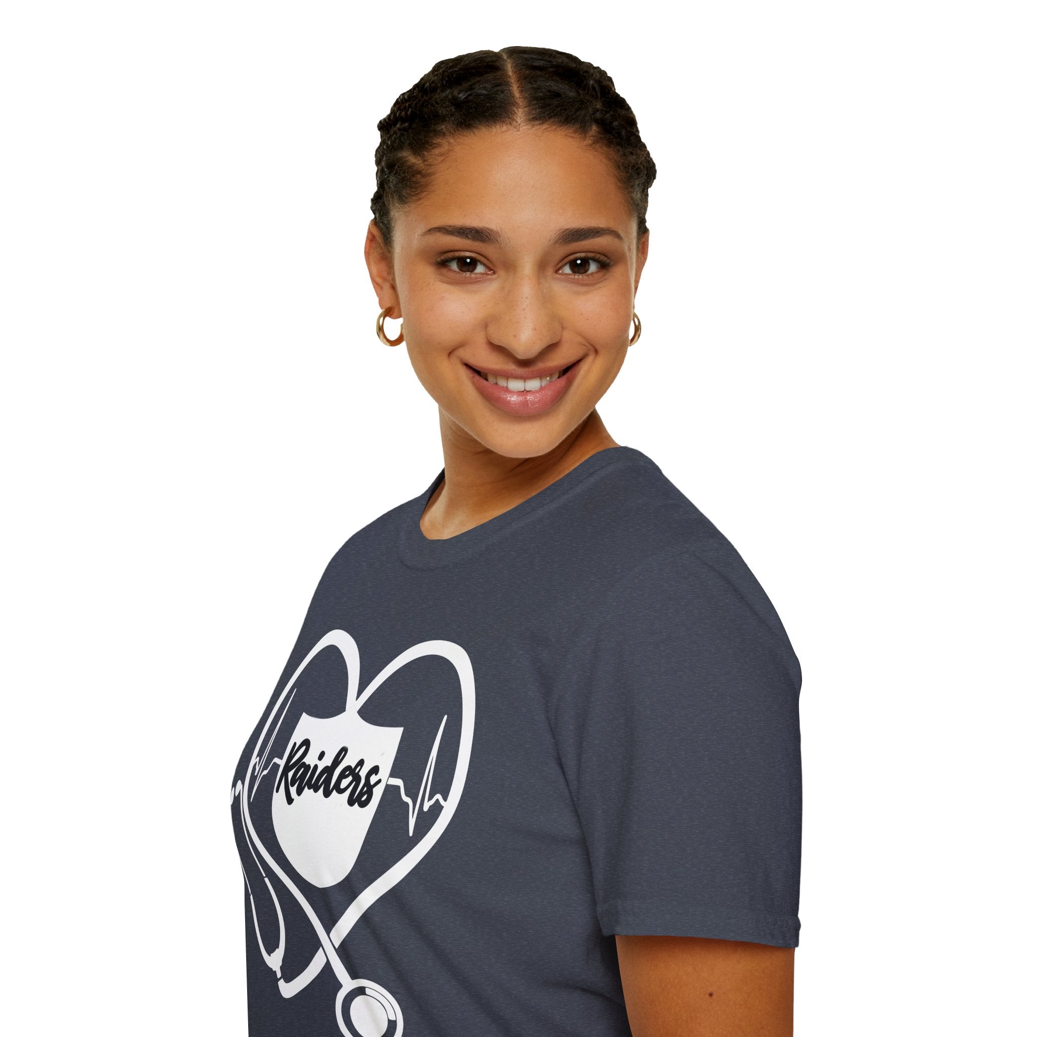 Stethoscope White Raiders Football T-Shirt, Sports Team Shirt, Fan Game Day Clothing, Football Fan Gift, Team Spirit Tee