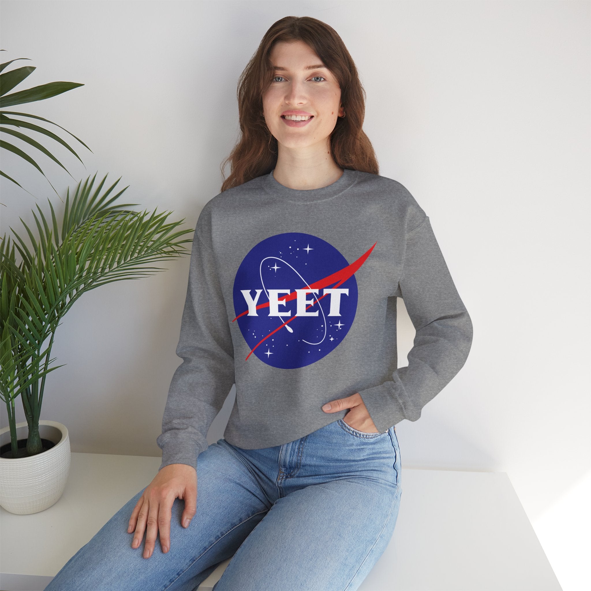 Yeet Nasa Sweatshirt Design, Sports Sweatshirt, Wrestling Fan Unisex Sweatshirt - Gift for Him or Her, Casual Outwear, Heavy Blend Crewneck Sweatshirt
