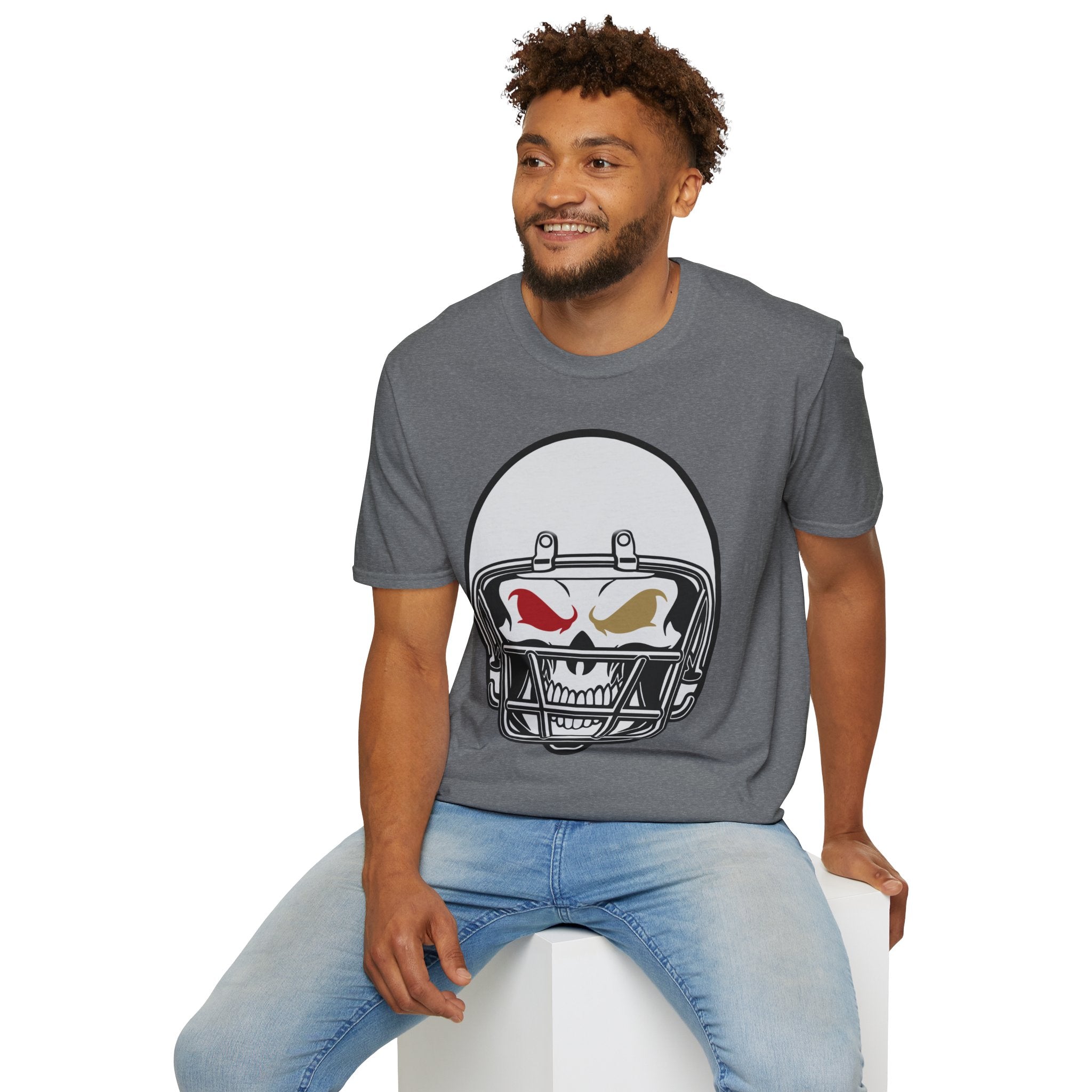 SF Football Skull Helmet T-Shirt - Unique Fan Apparel, Football Team Tee, Game Day Shirt, Sporty Top, Men's Women's Clothing