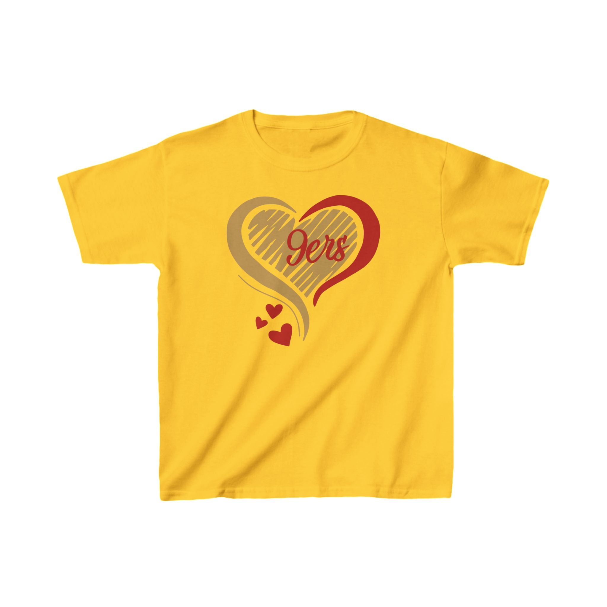 Cute Heart Red Gold SF Shirt, Youth Football Team Top, Boys Girls Sports Tee, San Francisco Tee, Gift Shirt, Unisex Shirt