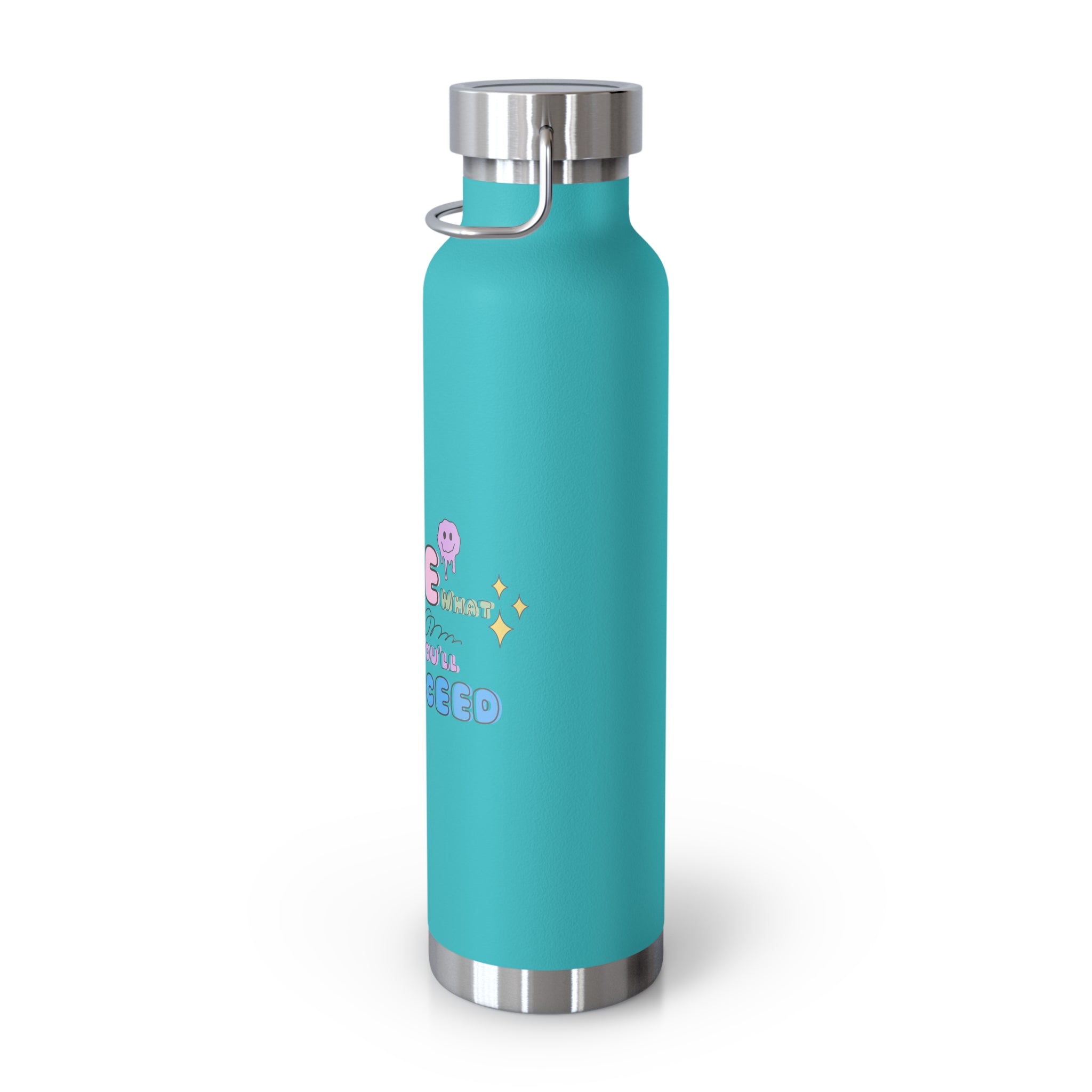"Love What You Do and You'll Succeed " Copper Water Bottle, Inspirational Quote, Gift Tumbler, 22oz, Motivational Drinkware, Stainless Steel Thermos