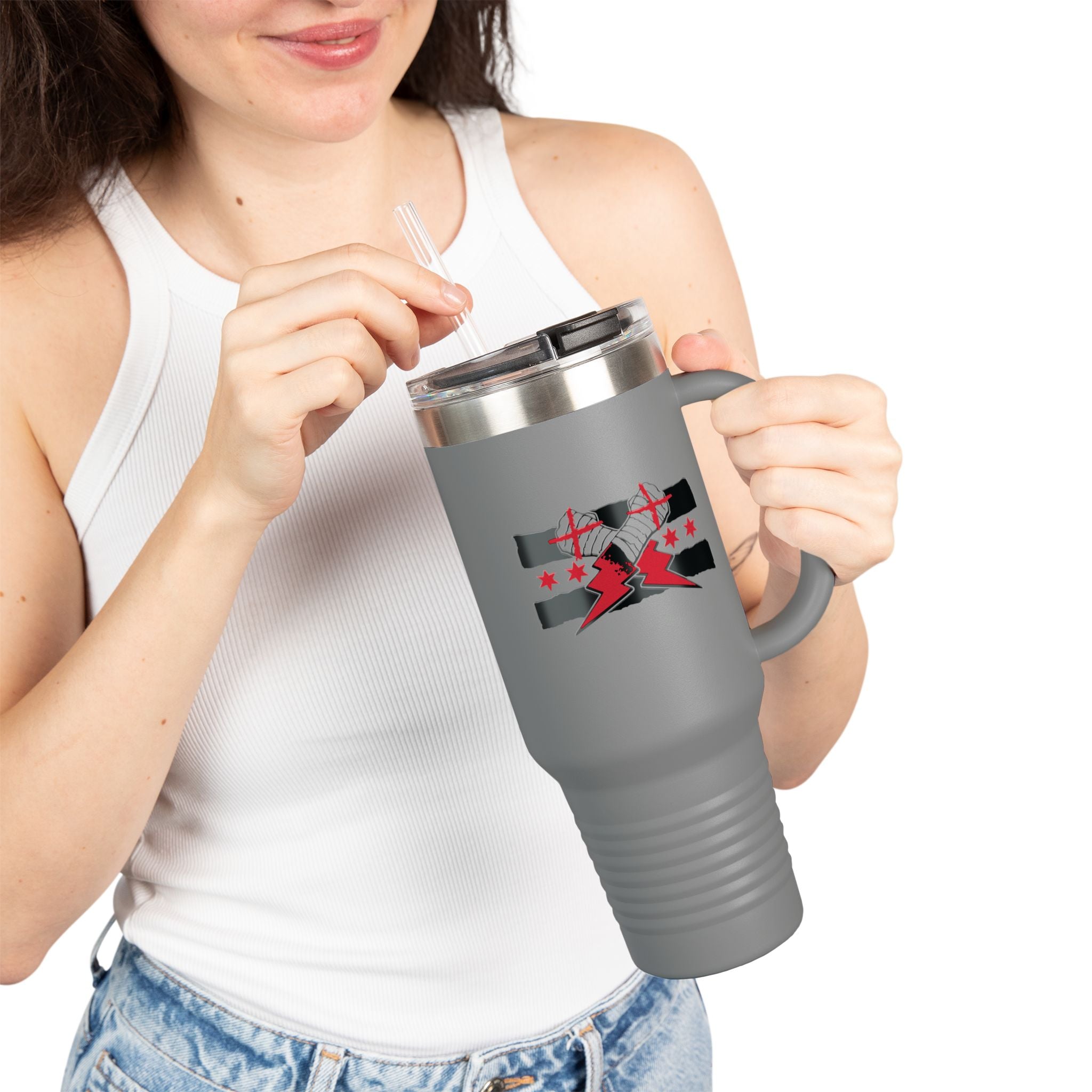 CM Punk Red-Black Graphic Design, Insulated Travel Mug, Gift for Her Gift for Him - 40oz, Gift for Her, Gift for Him