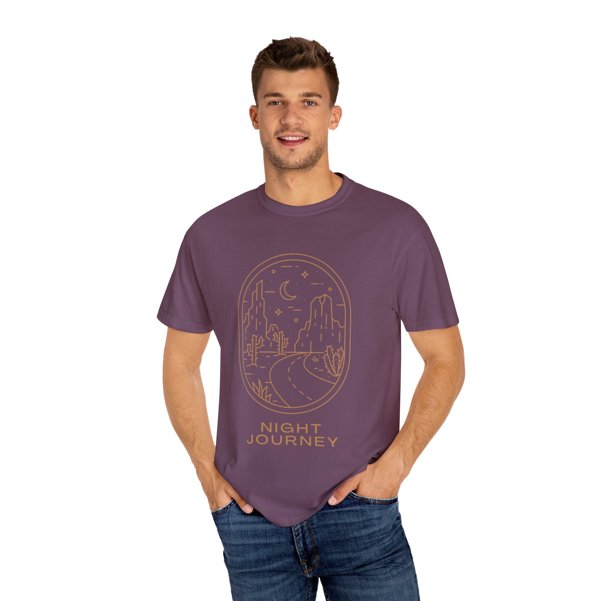 Night Journey, Graphic Design Unisex T-shirt, Casual Cotton Outwear, Gift for Him- Gift for Her, Stylish Tee, Cool Shirt, Trendy Apparel, Comfortable Top,