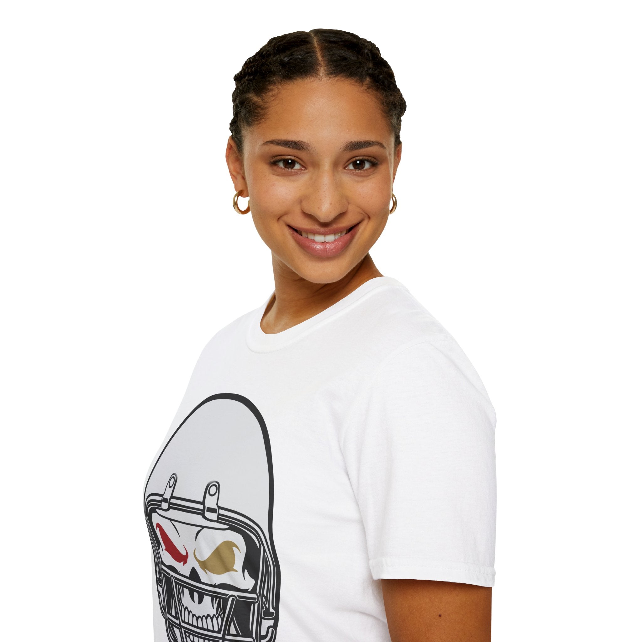 SF Football Skull Helmet T-Shirt - Unique Fan Apparel, Football Team Tee, Game Day Shirt, Sporty Top, Men's Women's Clothing