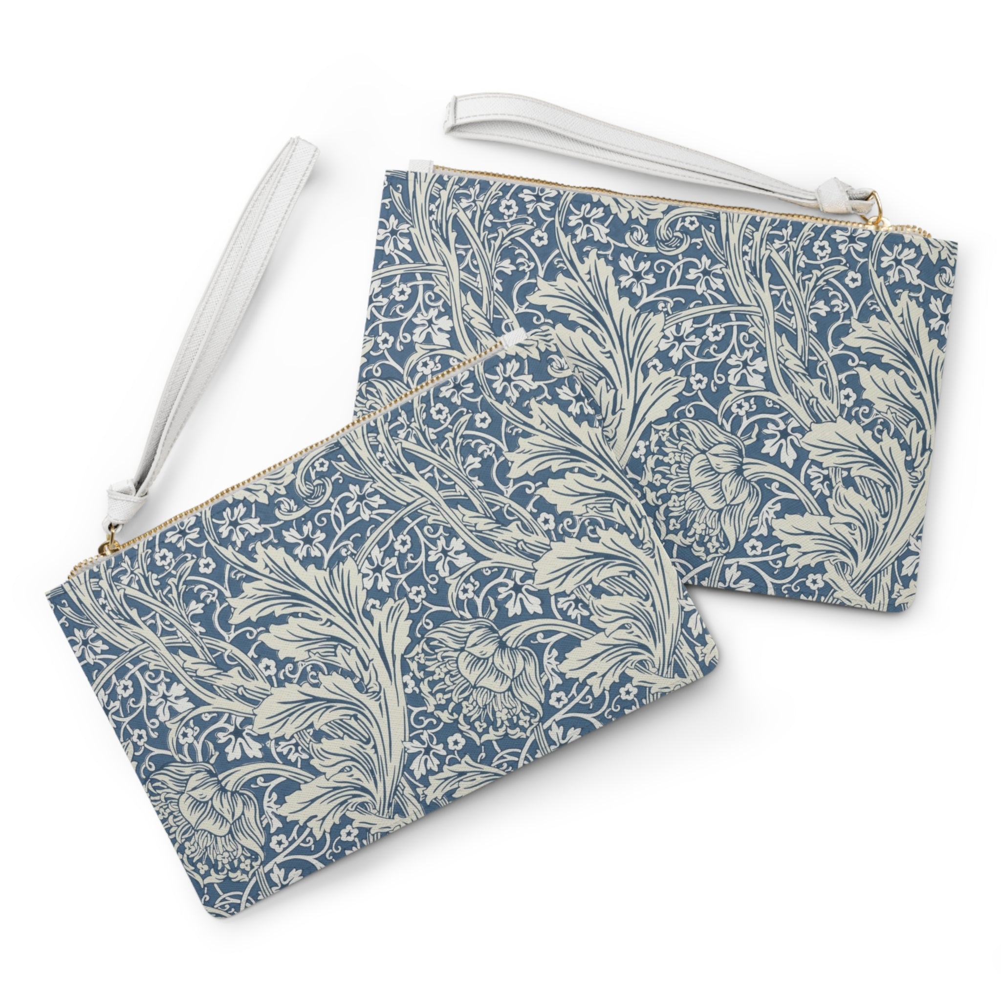 Blue and Grey Vintage Print Clutch Bag - Valentines Gift, Cute Design, Women Wallet Wristlet Clutch, Purses for Women Wristlet, Handbags Small Wallet Purses, Ladies Gifts