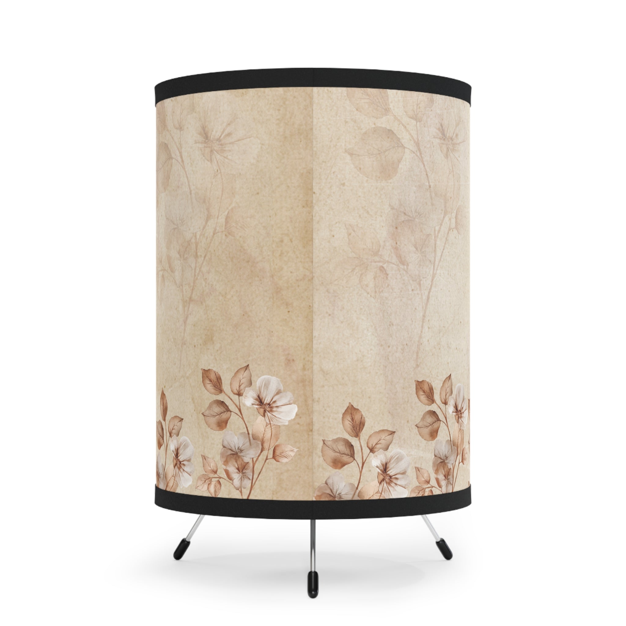 Beige Brown Vintage Floral Lamp, Desk Lamp for Bedroom, Living Room, Modern Style, Floral Bedside Lamp, Home Decor