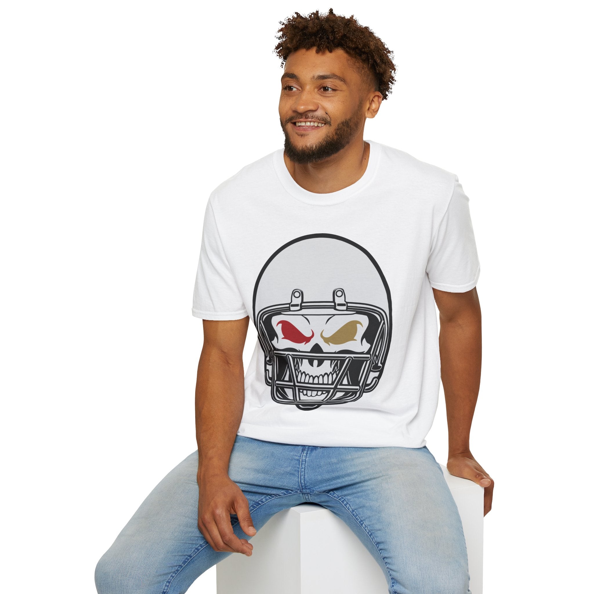 SF Football Skull Helmet T-Shirt - Unique Fan Apparel, Football Team Tee, Game Day Shirt, Sporty Top, Men's Women's Clothing