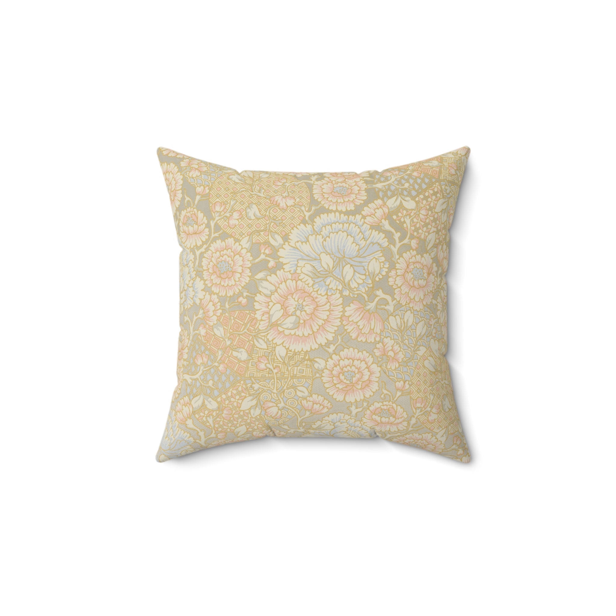 Floral Gold Elegant Vintage Pattern Print Pillow Covers, Decorative Couch Sofa Accent Pillows, Living Room Spun Polyester Square Pillow