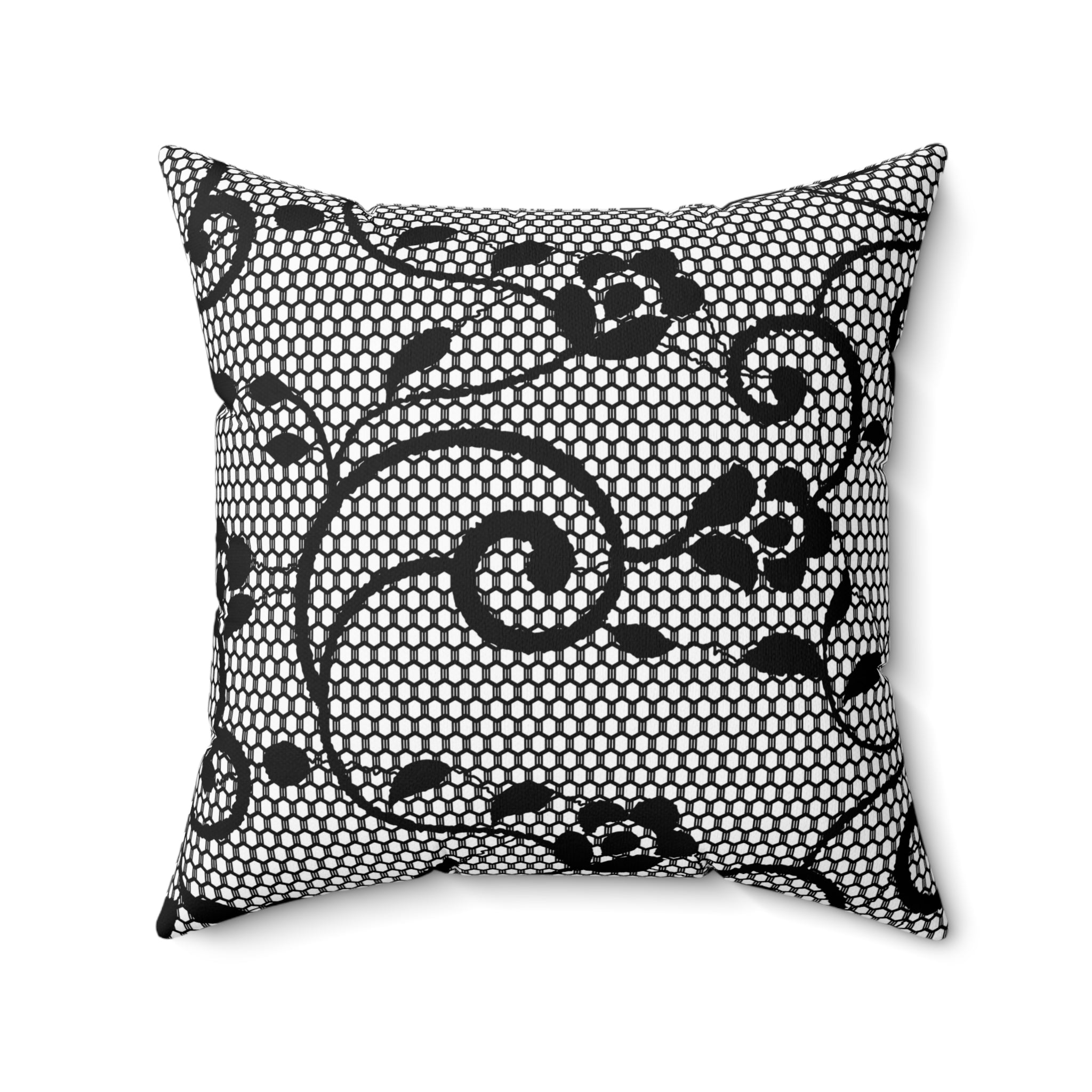 Black Floral Elegant Vintage Pattern Print Pillow Covers, Decorative Couch Sofa Accent Pillows, Living Room Spun Polyester Square Pillow