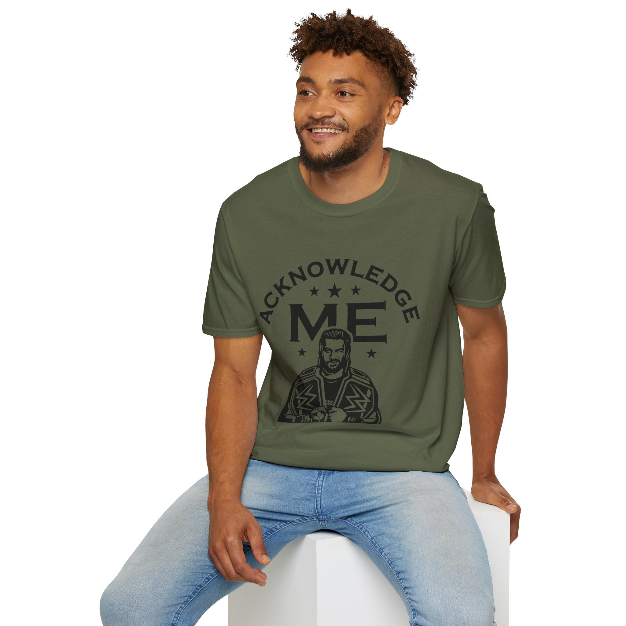 Roman Reigns Unisex Softstyle T-Shirt, Acknowledge Me Wrestling Fan Shirt, Gift, Wrestling Apparel, Roman Reigns Fan Tee