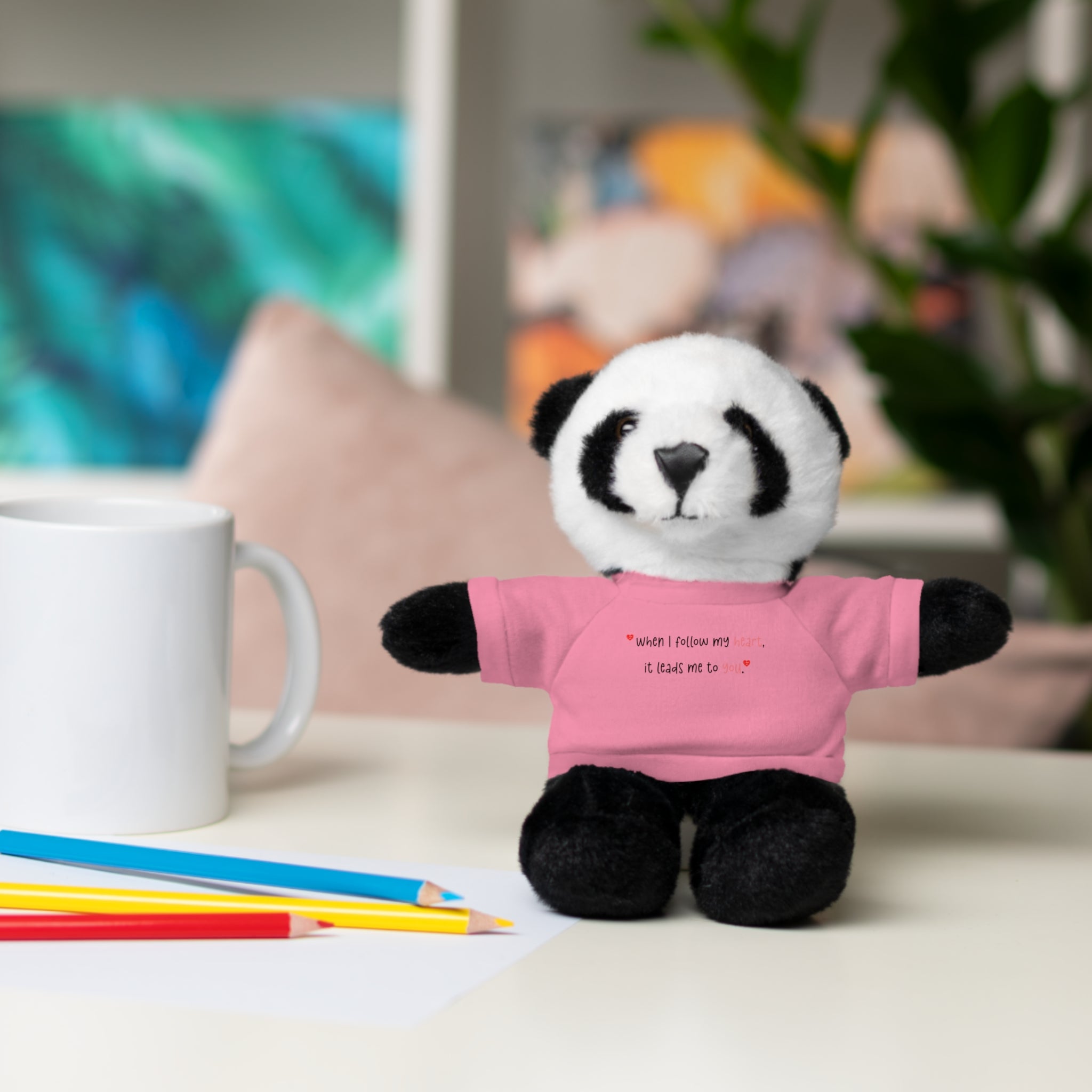 Panda Plushies, I Love You, Stuffed Animals Shirt Printed, Suitable for Soft Valentine's Day Gift Plush Bear Toy