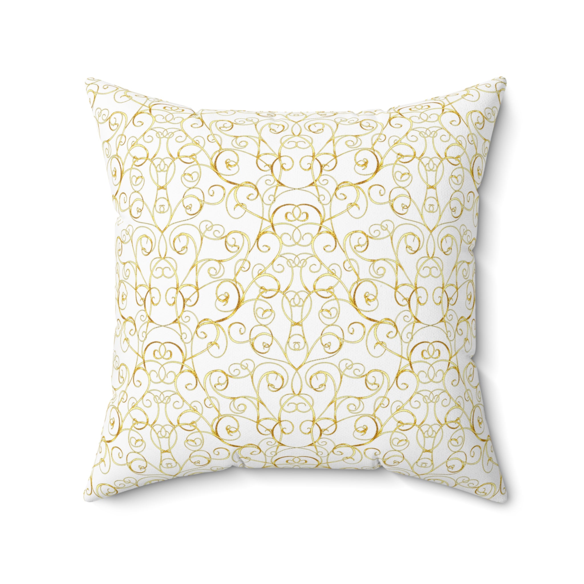 Gold Vintage Pattern Print Pillow Covers, Decorative Couch Sofa Accent Pillows, Living Room Spun Polyester Square Pillow
