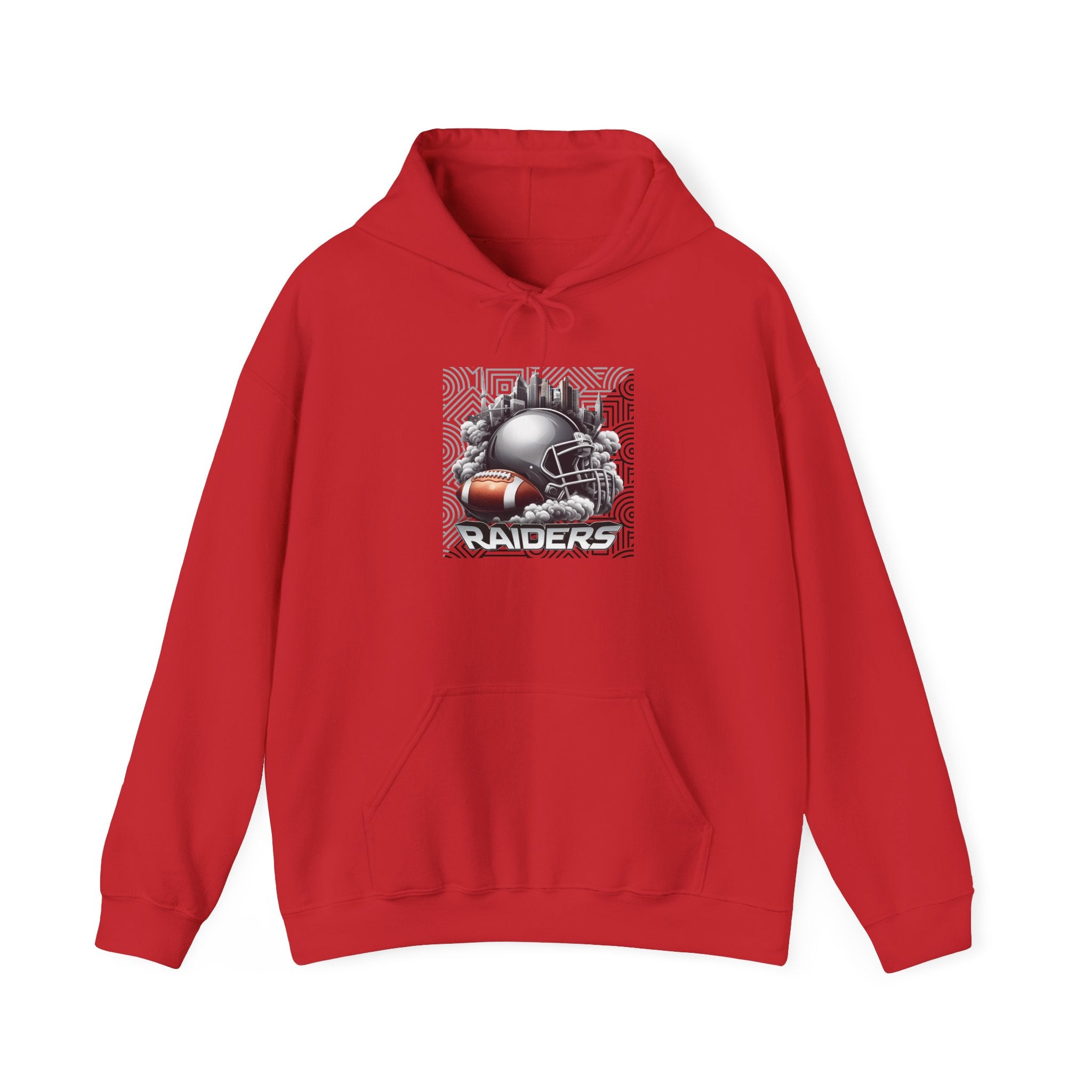 Gray Football and Helmet Shield Raiders Hoodie - Bold and Dominant, Ultimate Game-Day Gear, Raiders Football Hoodie Unisex