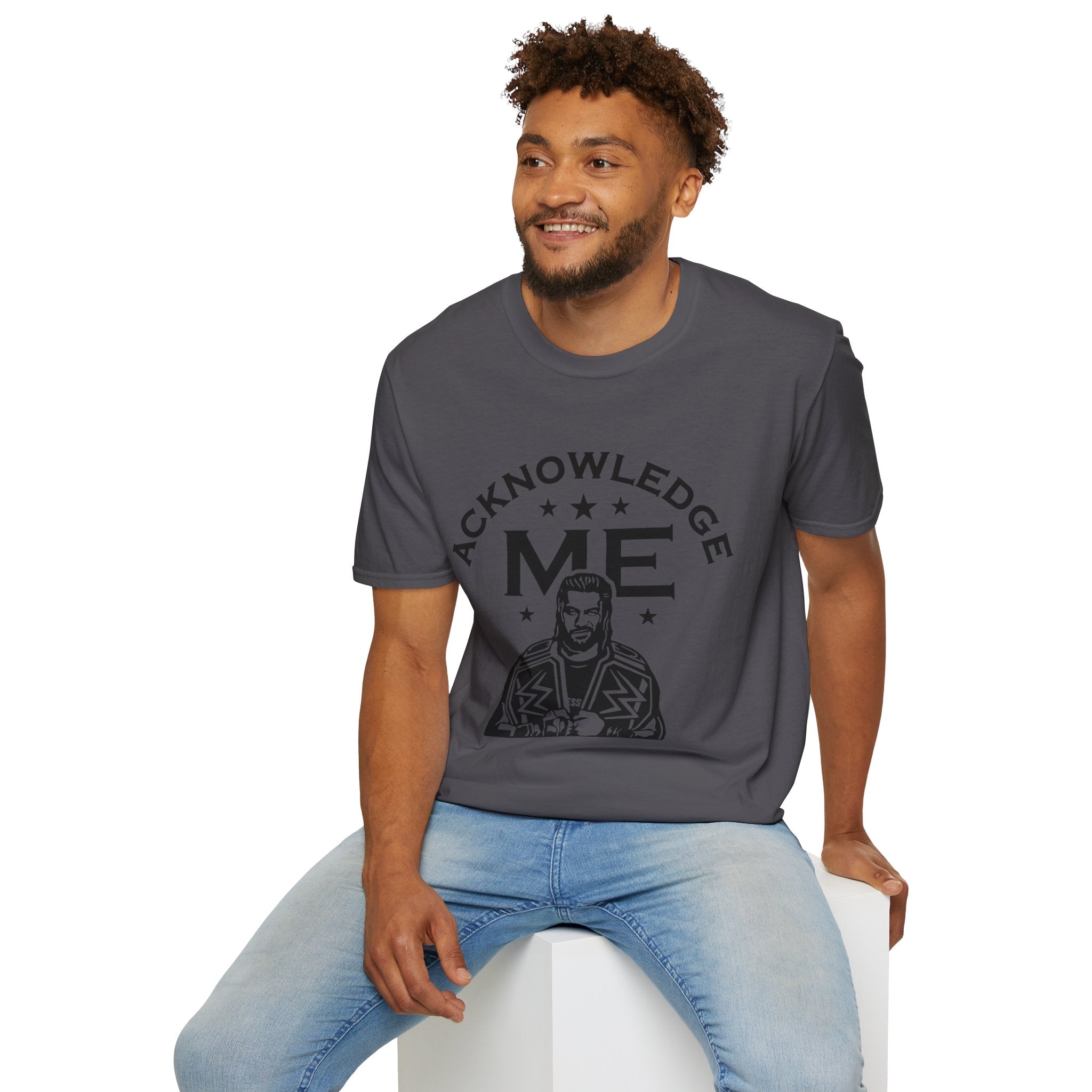 Roman Reigns Unisex Softstyle T-Shirt, Acknowledge Me Wrestling Fan Shirt, Gift, Wrestling Apparel, Roman Reigns Fan Tee