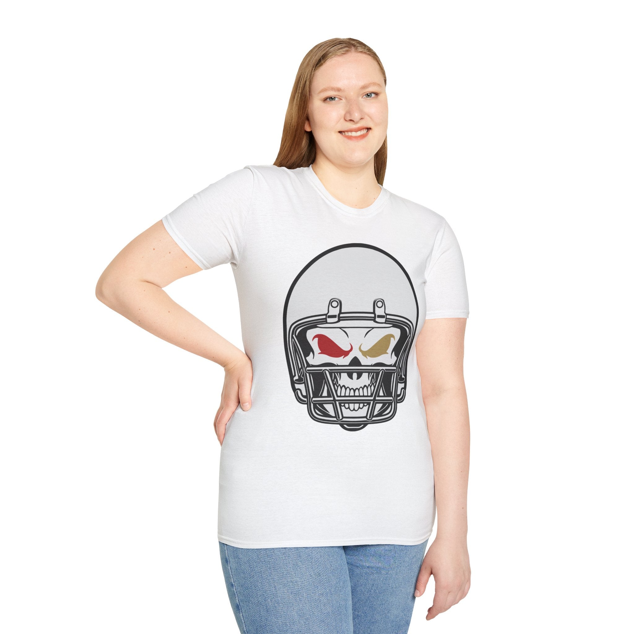SF Football Skull Helmet T-Shirt - Unique Fan Apparel, Football Team Tee, Game Day Shirt, Sporty Top, Men's Women's Clothing
