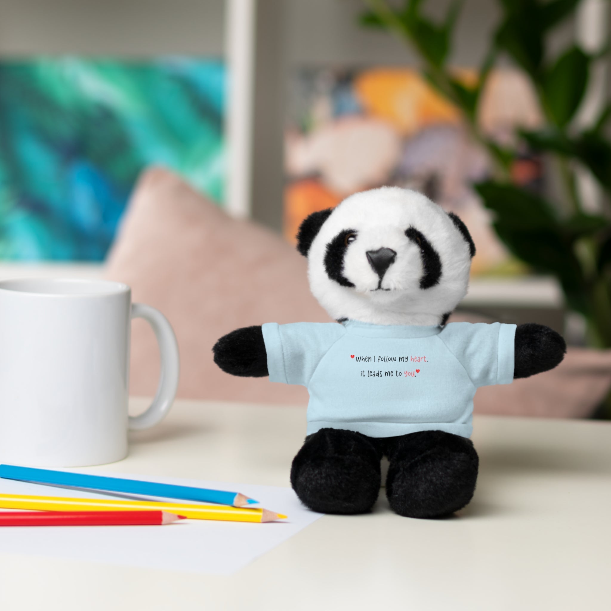 Panda Plushies, I Love You, Stuffed Animals Shirt Printed, Suitable for Soft Valentine's Day Gift Plush Bear Toy