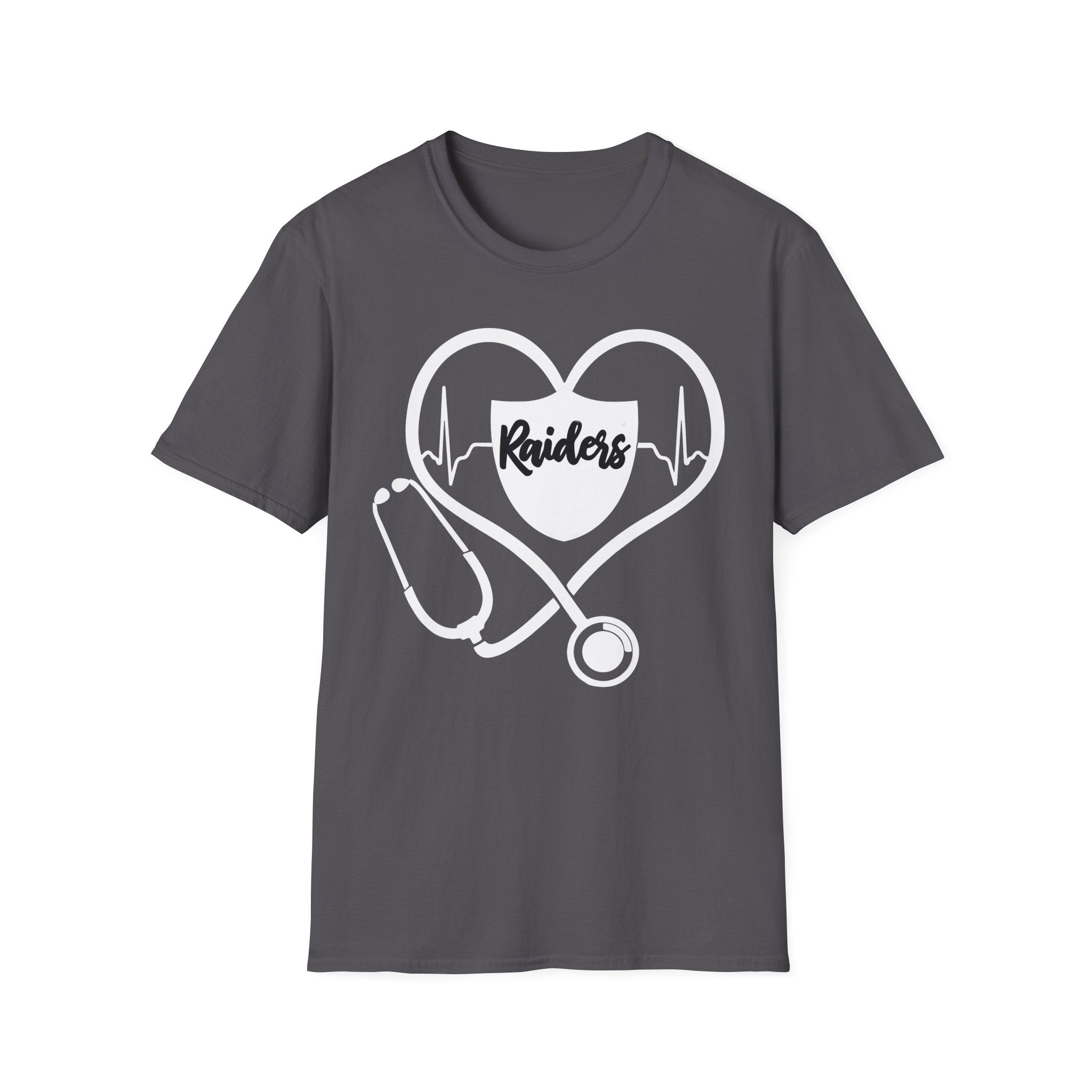Stethoscope White Raiders Football T-Shirt, Sports Team Shirt, Fan Game Day Clothing, Football Fan Gift, Team Spirit Tee