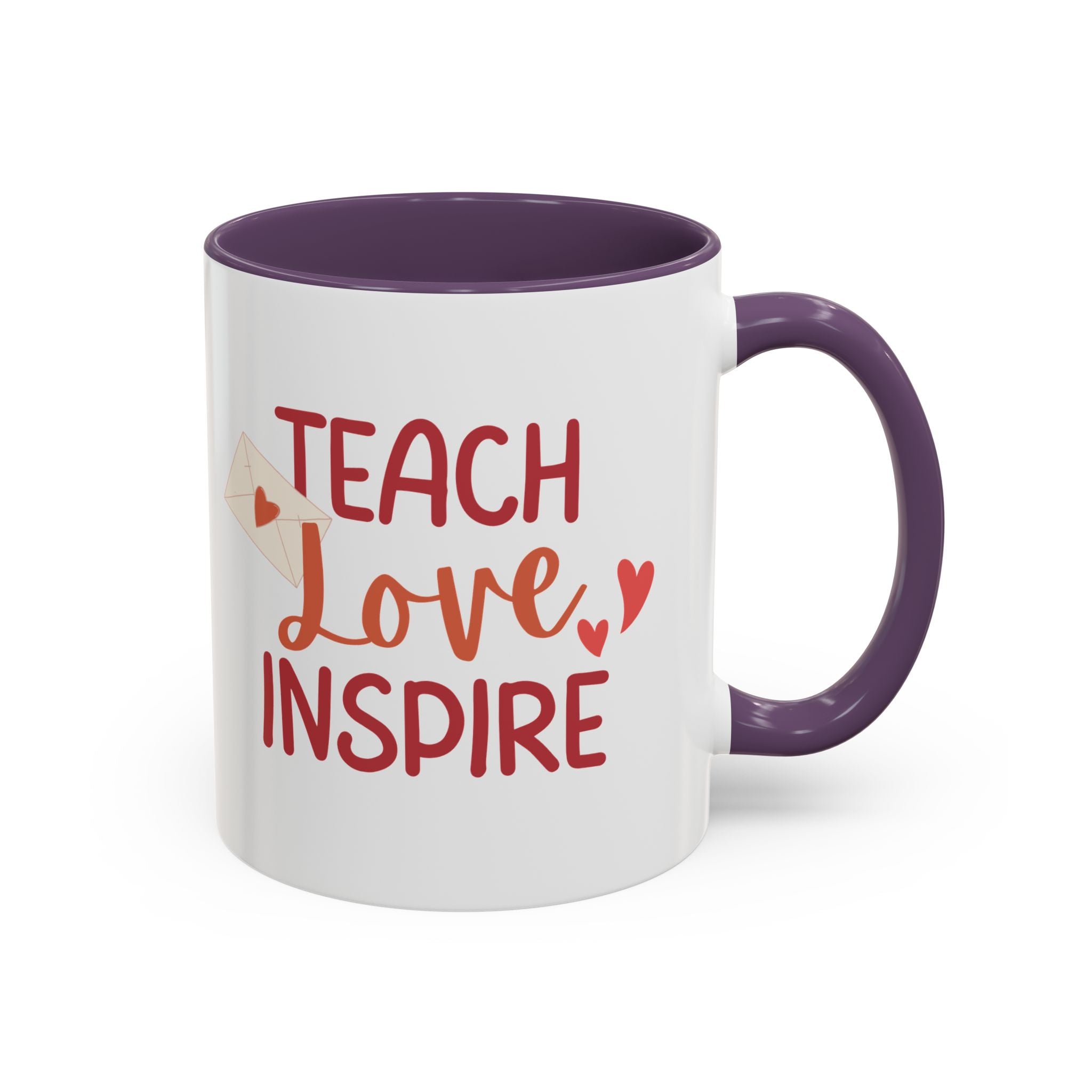 Teach, Love, Inspire Valentine's Design, Holiday Drinkware, Valentines, Christmas Birthday Gifts for Teachers, Coffee Mug for Teacher Valentines Day,