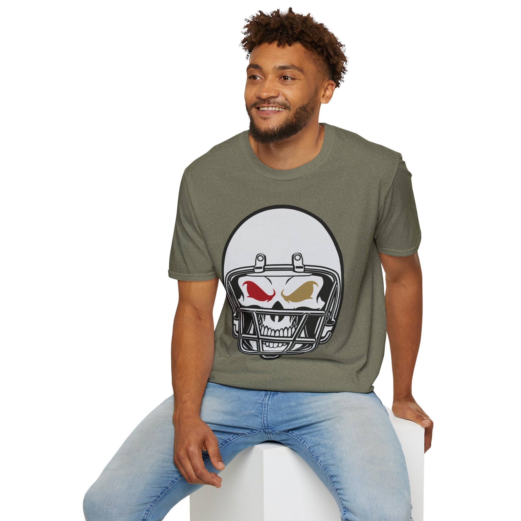SF Football Skull Helmet T-Shirt - Unique Fan Apparel, Football Team Tee, Game Day Shirt, Sporty Top, Men's Women's Clothing