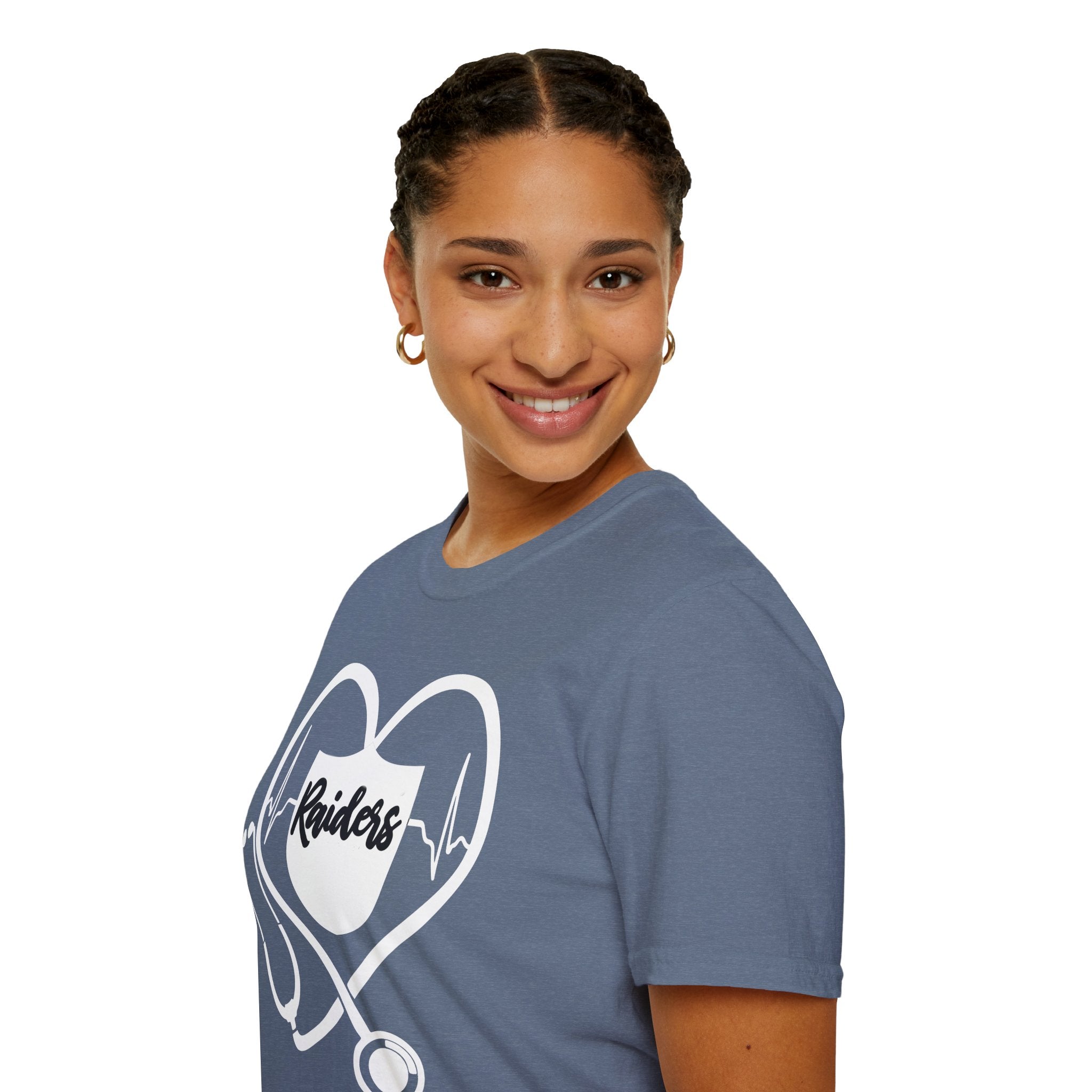Stethoscope White Raiders Football T-Shirt, Sports Team Shirt, Fan Game Day Clothing, Football Fan Gift, Team Spirit Tee