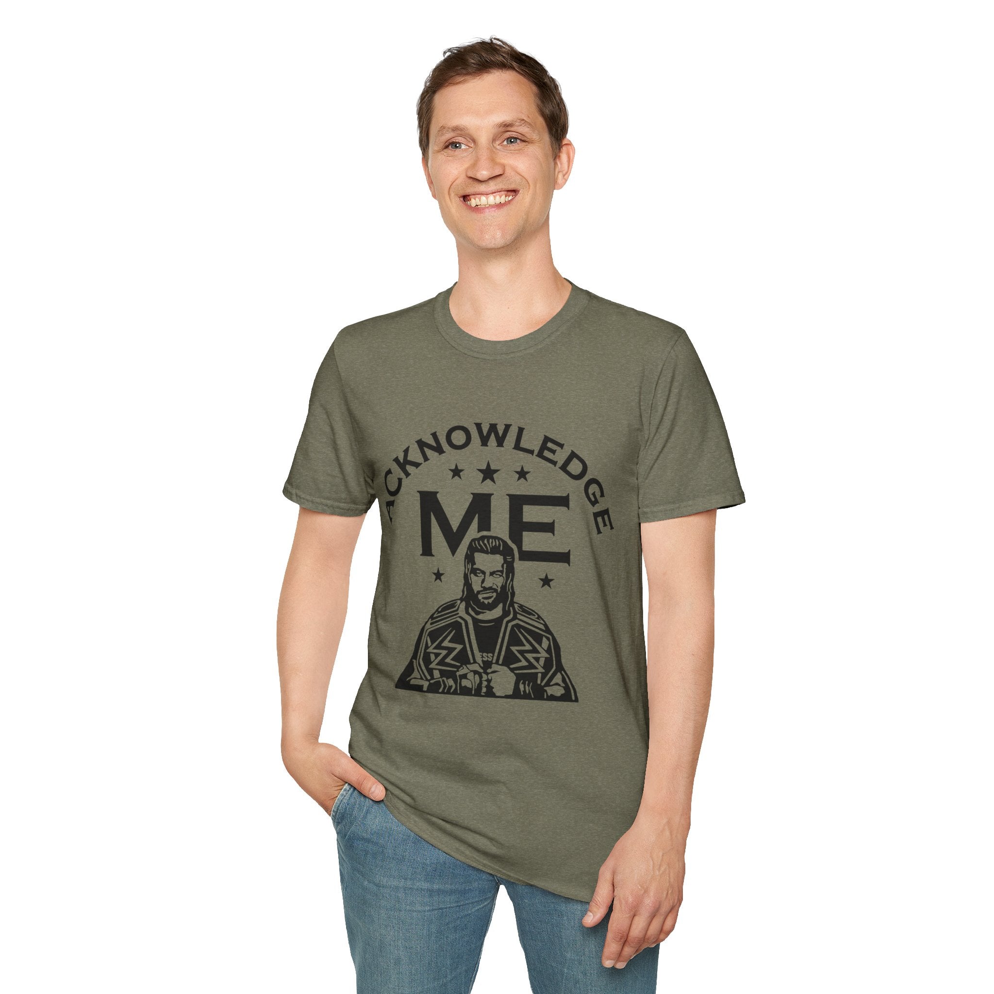 Roman Reigns Unisex Softstyle T-Shirt, Acknowledge Me Wrestling Fan Shirt, Gift, Wrestling Apparel, Roman Reigns Fan Tee
