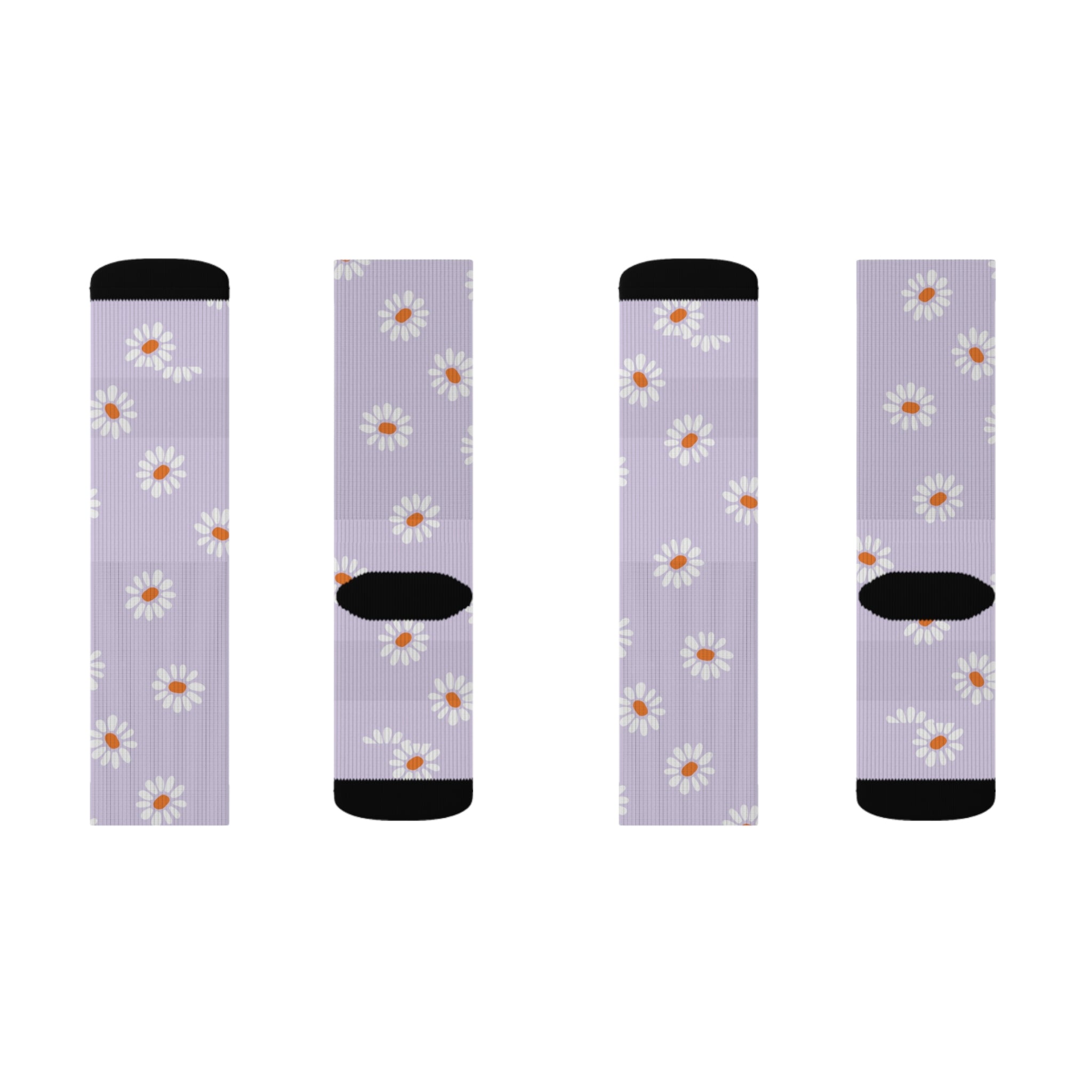 Pastel Purple Flower Pattern Hearts Socks Warm Crew Socks Socks for everyday wear