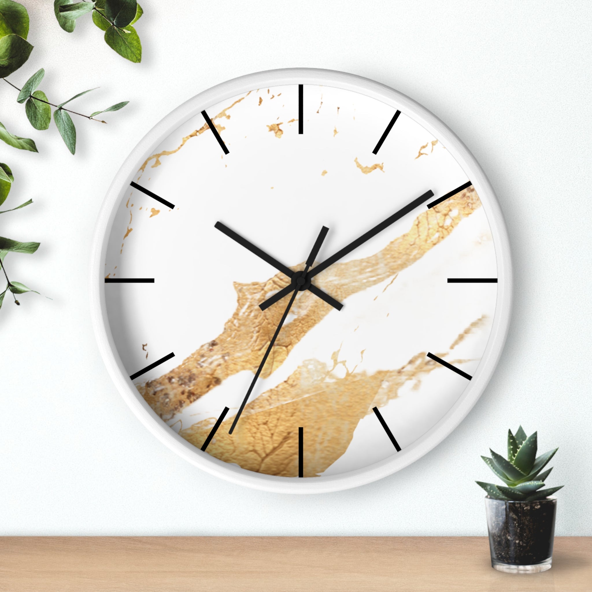 White and Gold Marble Design Elegant Wall Clock, Home Decor, Wall Art, Modern Decor for Home, Office, and Living Room