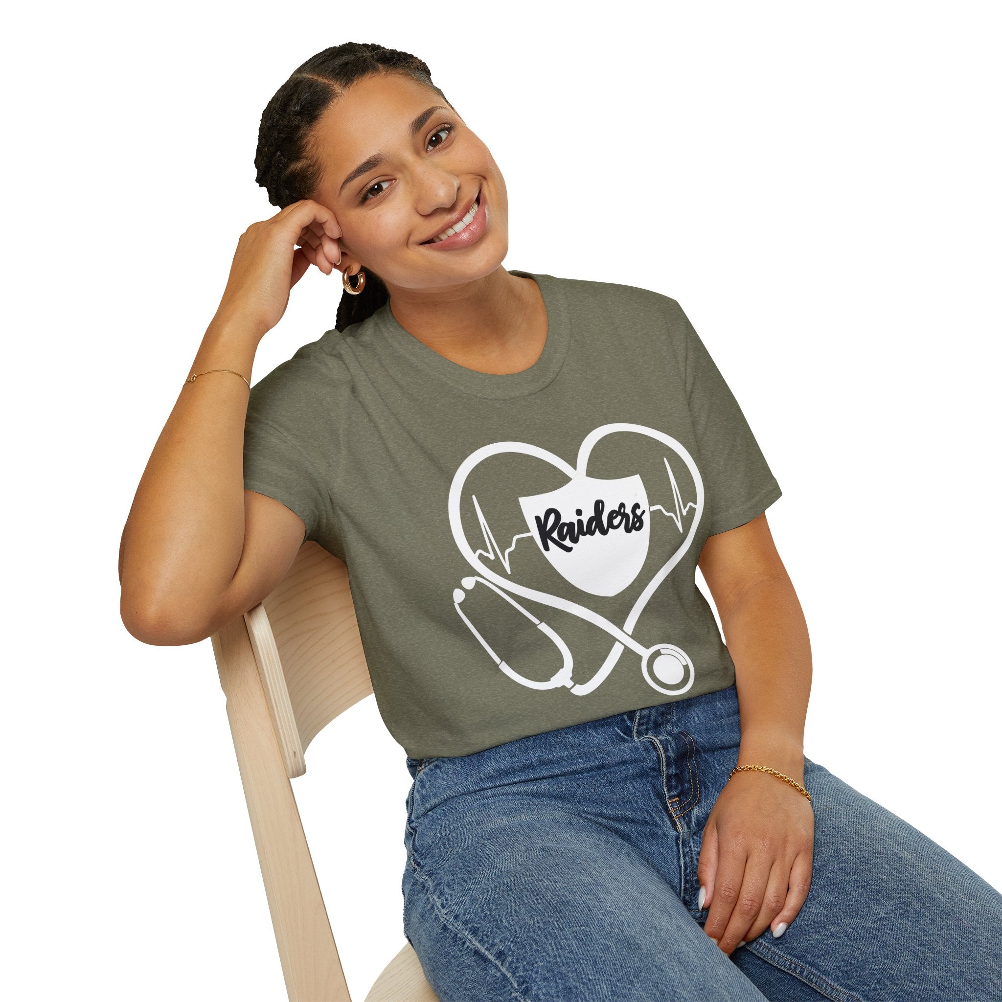 Stethoscope White Raiders Football T-Shirt, Sports Team Shirt, Fan Game Day Clothing, Football Fan Gift, Team Spirit Tee